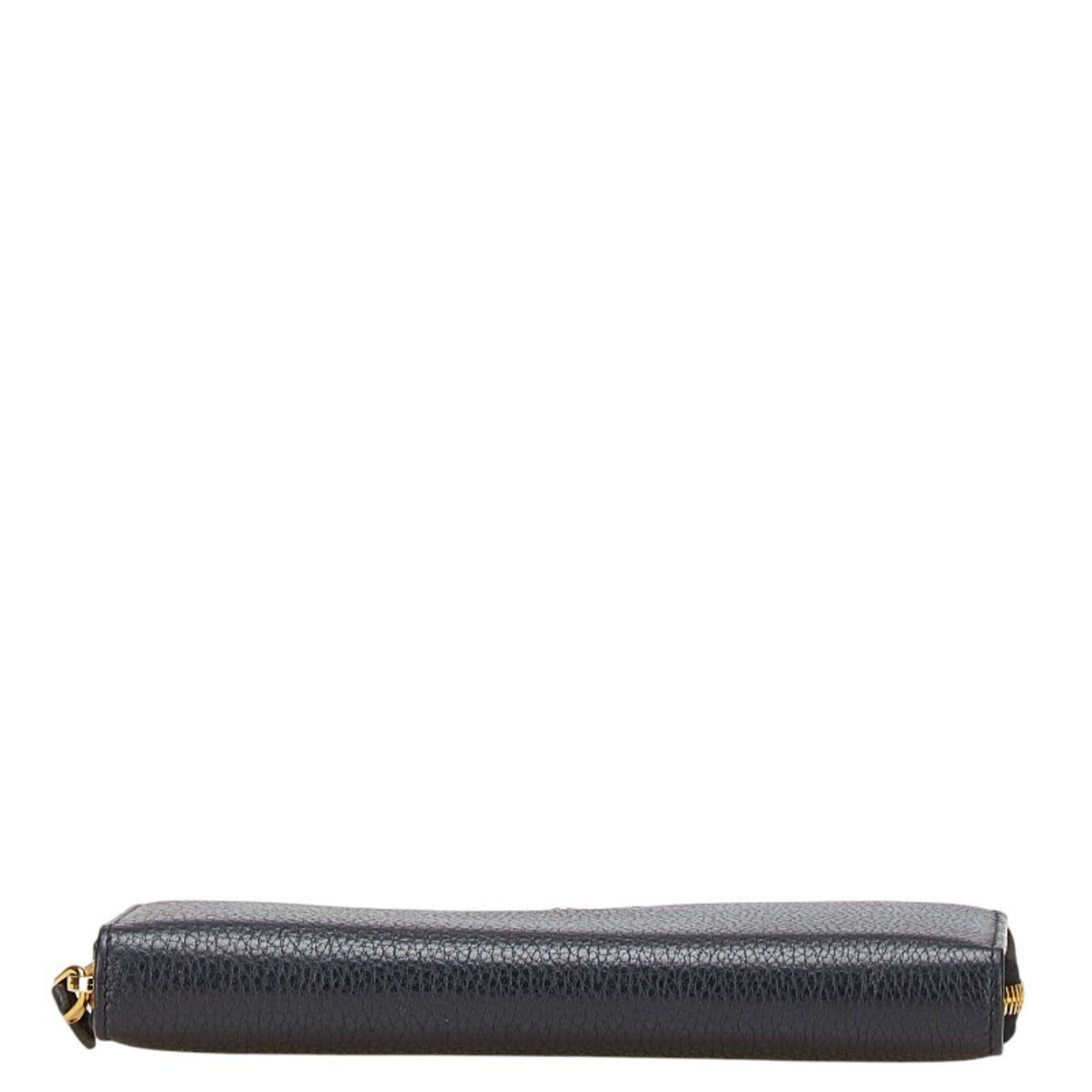 Prada Navy Leather Long Wallet (Bi-Fold) (Pre-Owned)