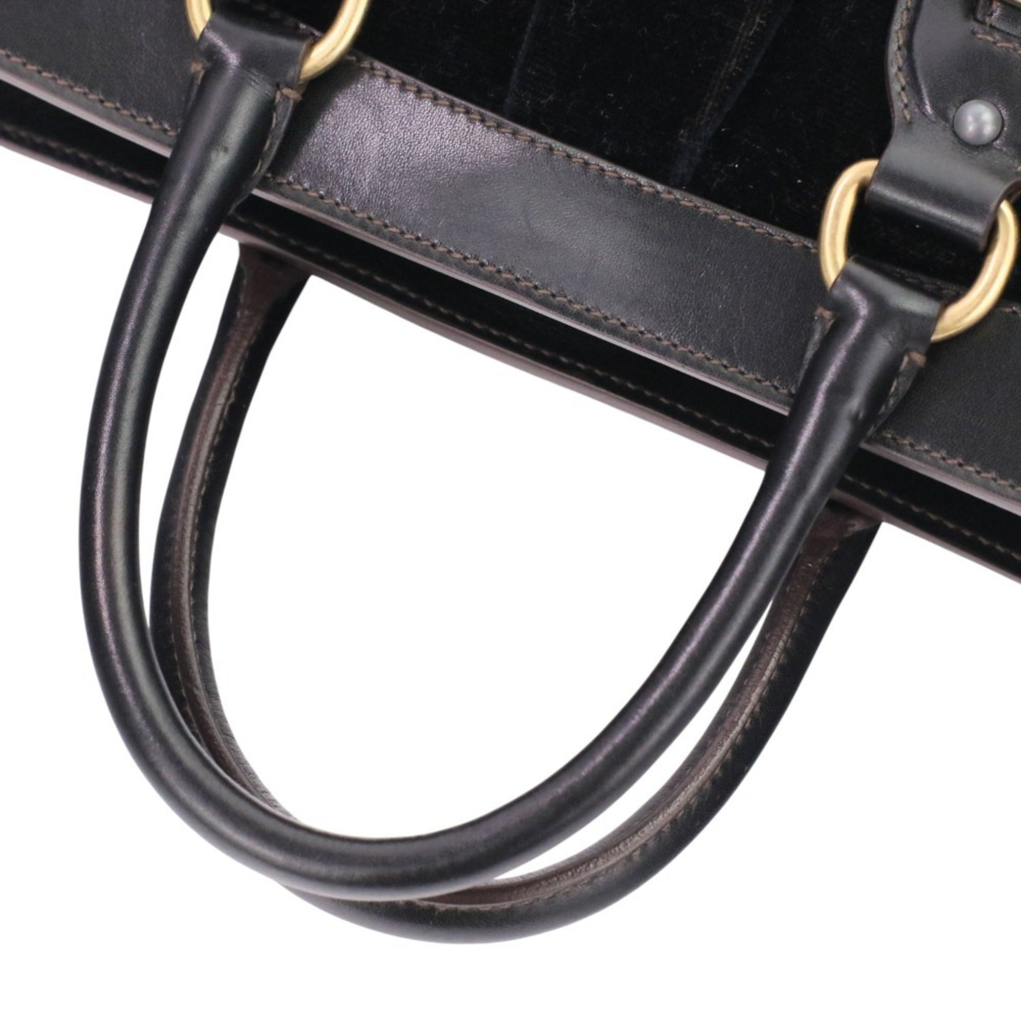 Prada Dark Brown Velvet Leather Handbag Shoulder Bag (Pre-Owned)