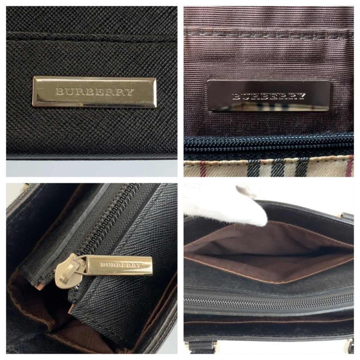 Burberry Black Leather Shoulder Bag Tote Bag (Pre-Owned)