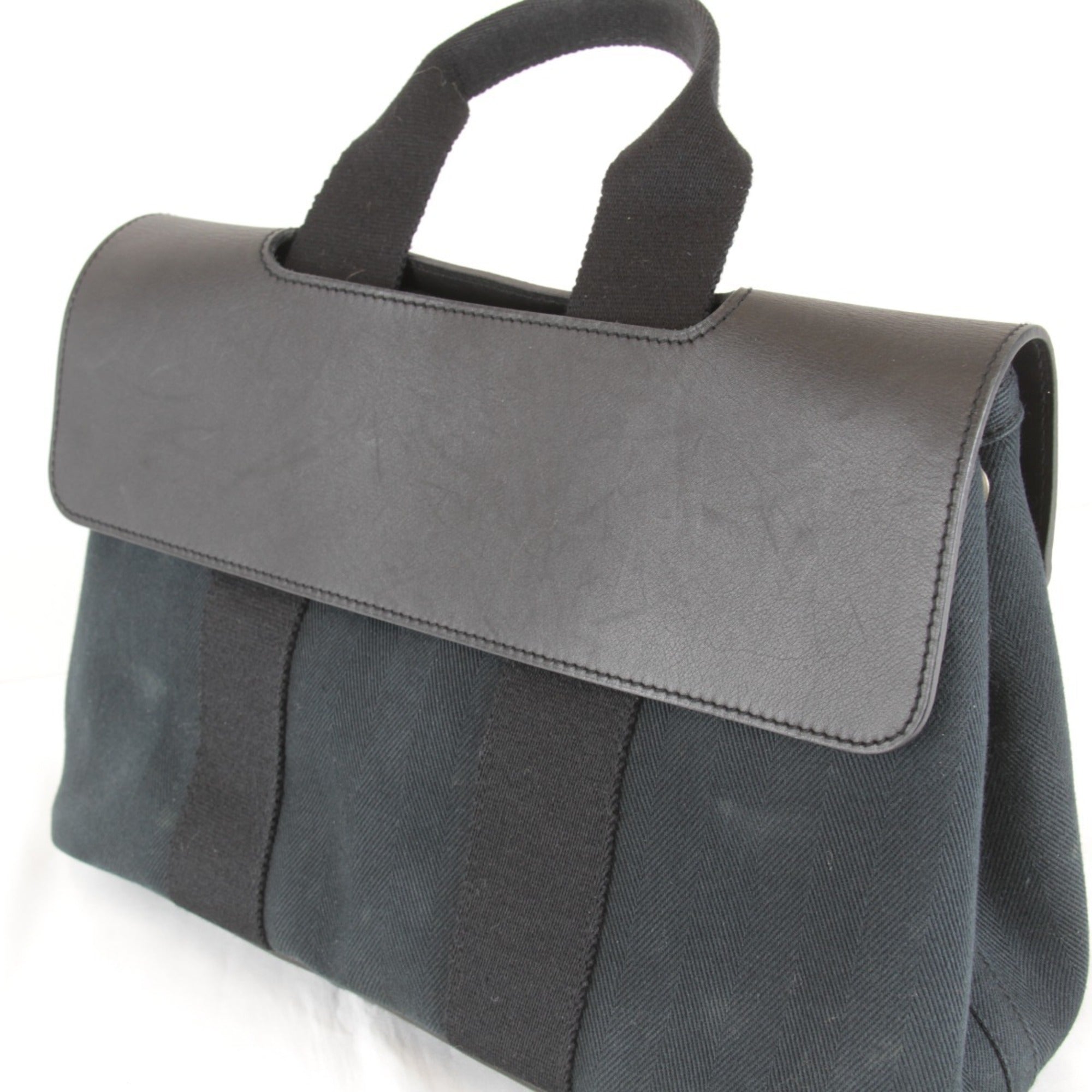 Hermes Black White Toile Chevron Handbag Pouch (Pre-Owned)