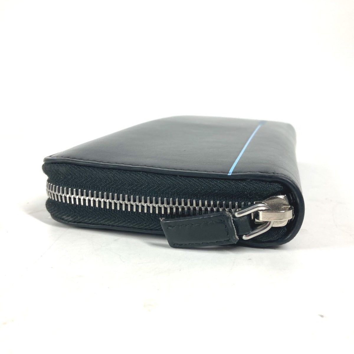 Prada Black Blue Leather Long Wallet (Bi-Fold) (Pre-Owned)
