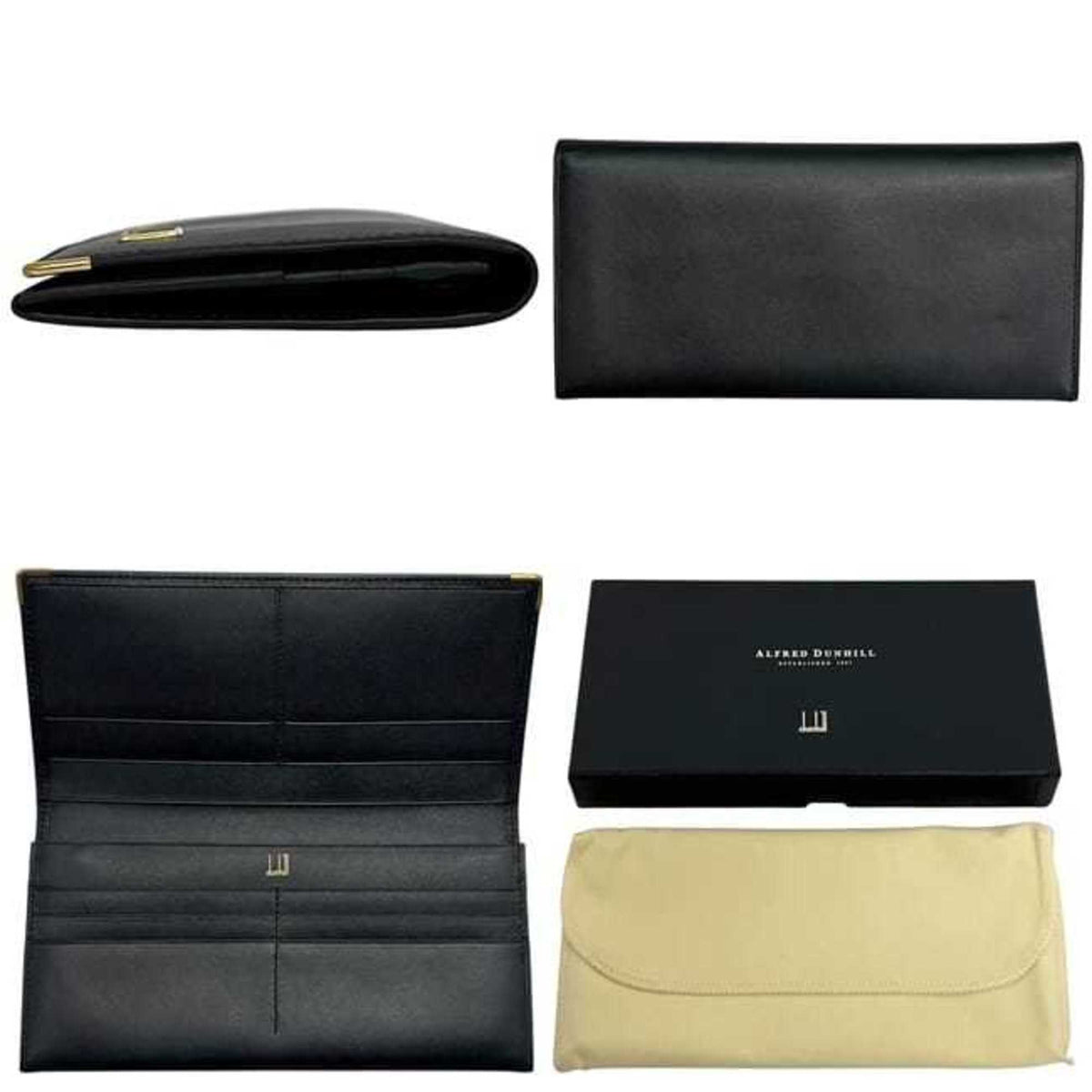 Dunhill Black Leather Long Wallet (Bi-Fold) (Pre-Owned)