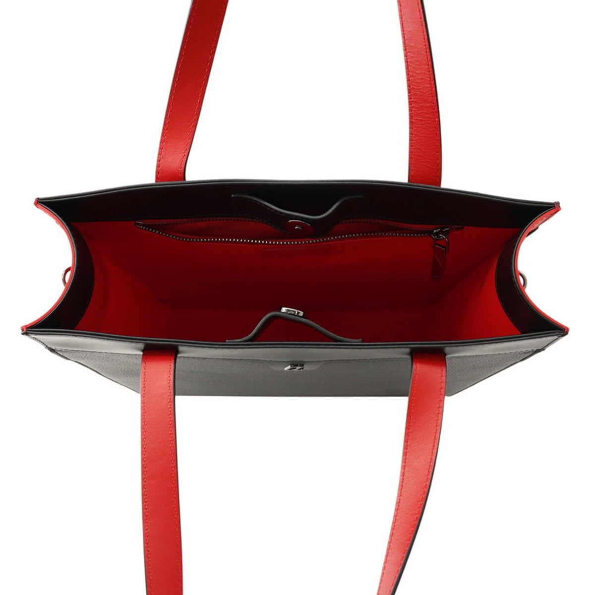 Christian Louboutin Black Red Color Leather Tote Bag (Pre-Owned)