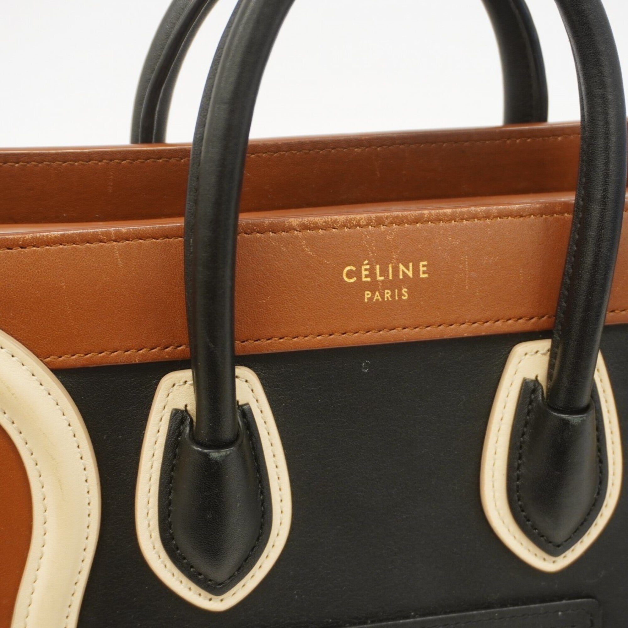 Celine Black Brown Leather Handbag (Pre-Owned)