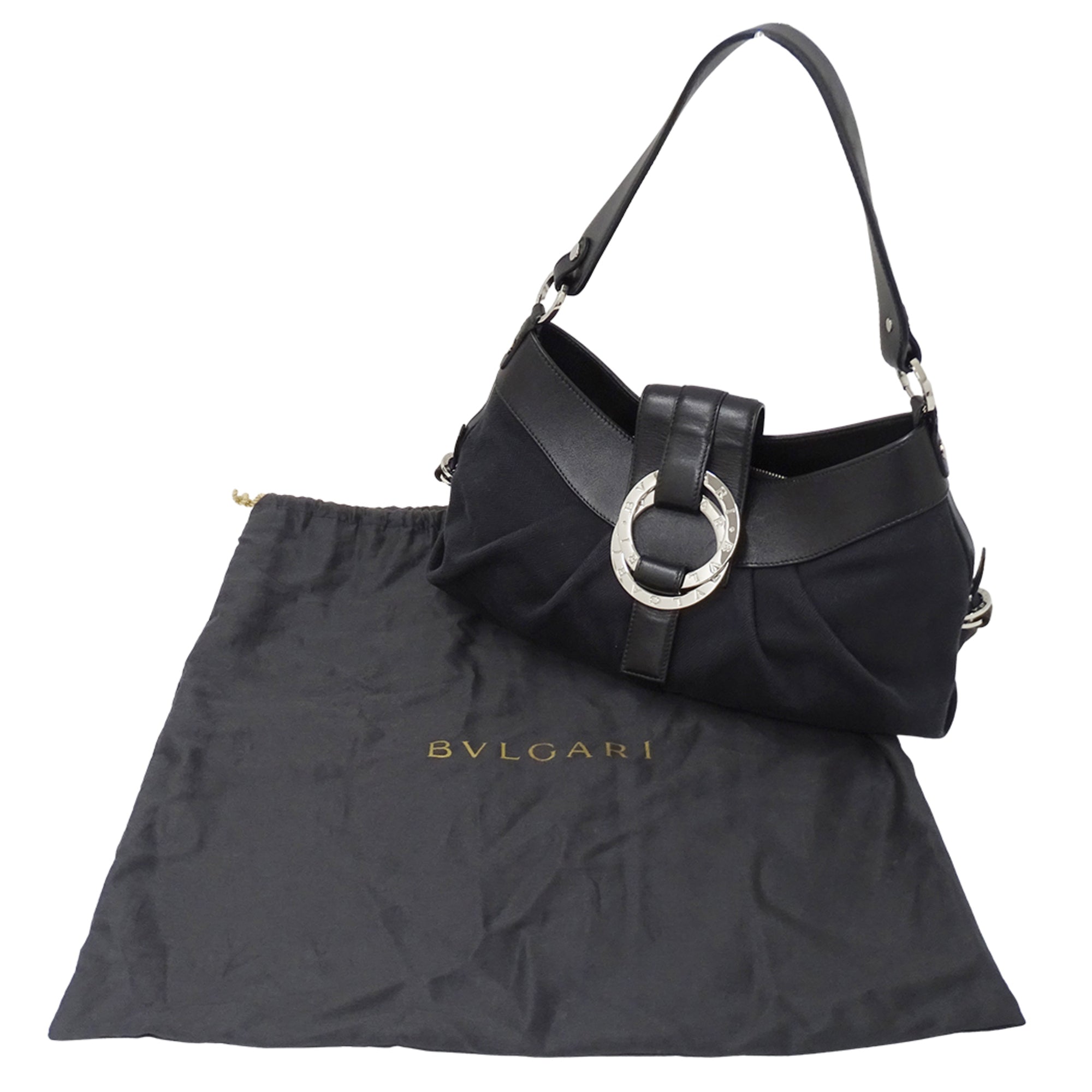 Bvlgari Black Canvas Handbag Shoulder Bag (Pre-Owned)