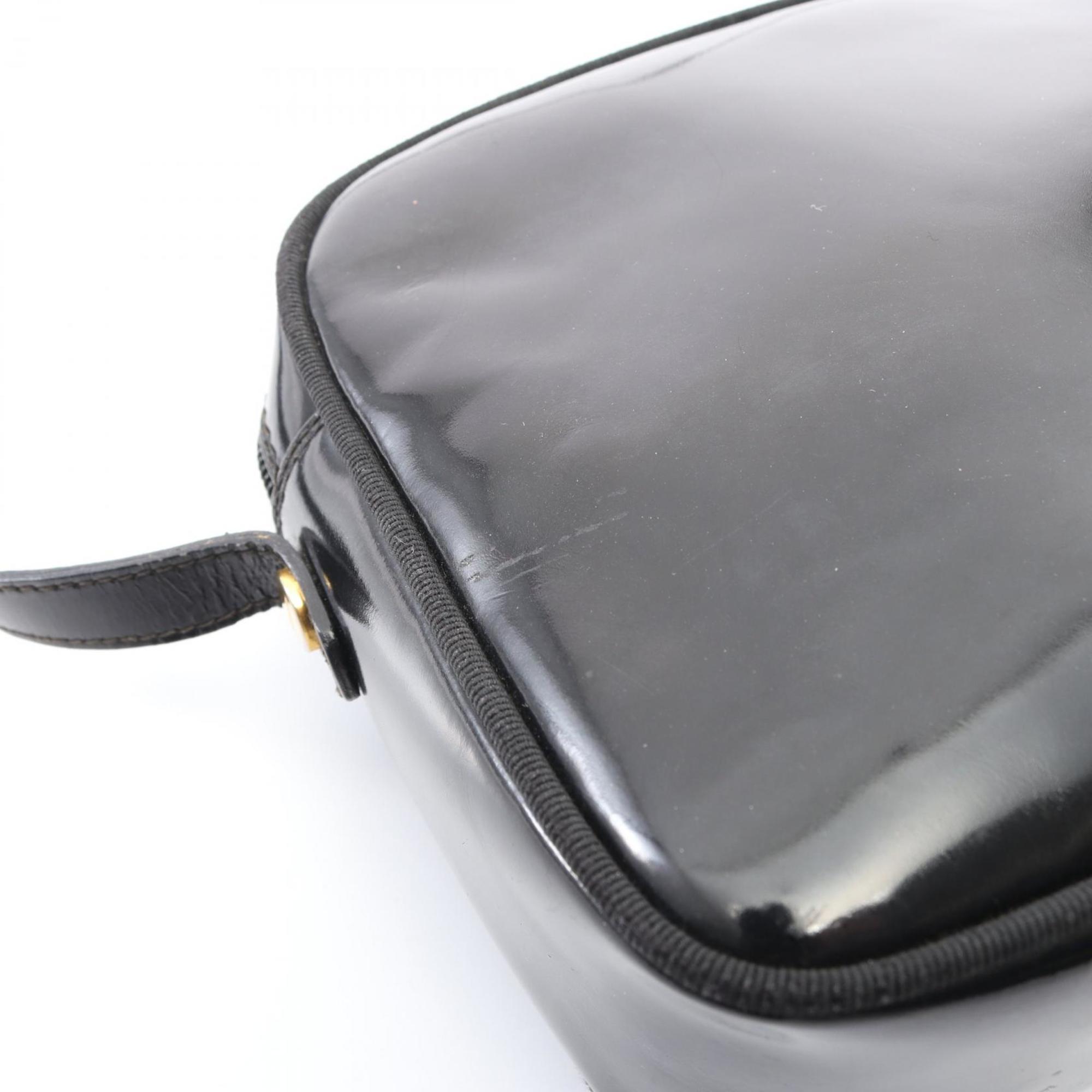Salvatore Ferragamo Black Patent Leather Shoulder Bag (Pre-Owned)