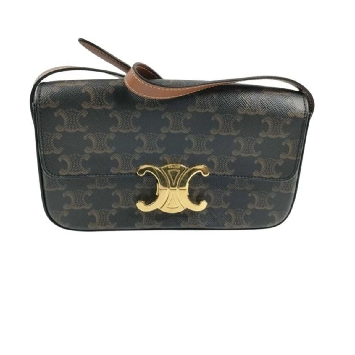 Celine Black Brown Pvc Leather Shoulder Bag (Pre-Owned)