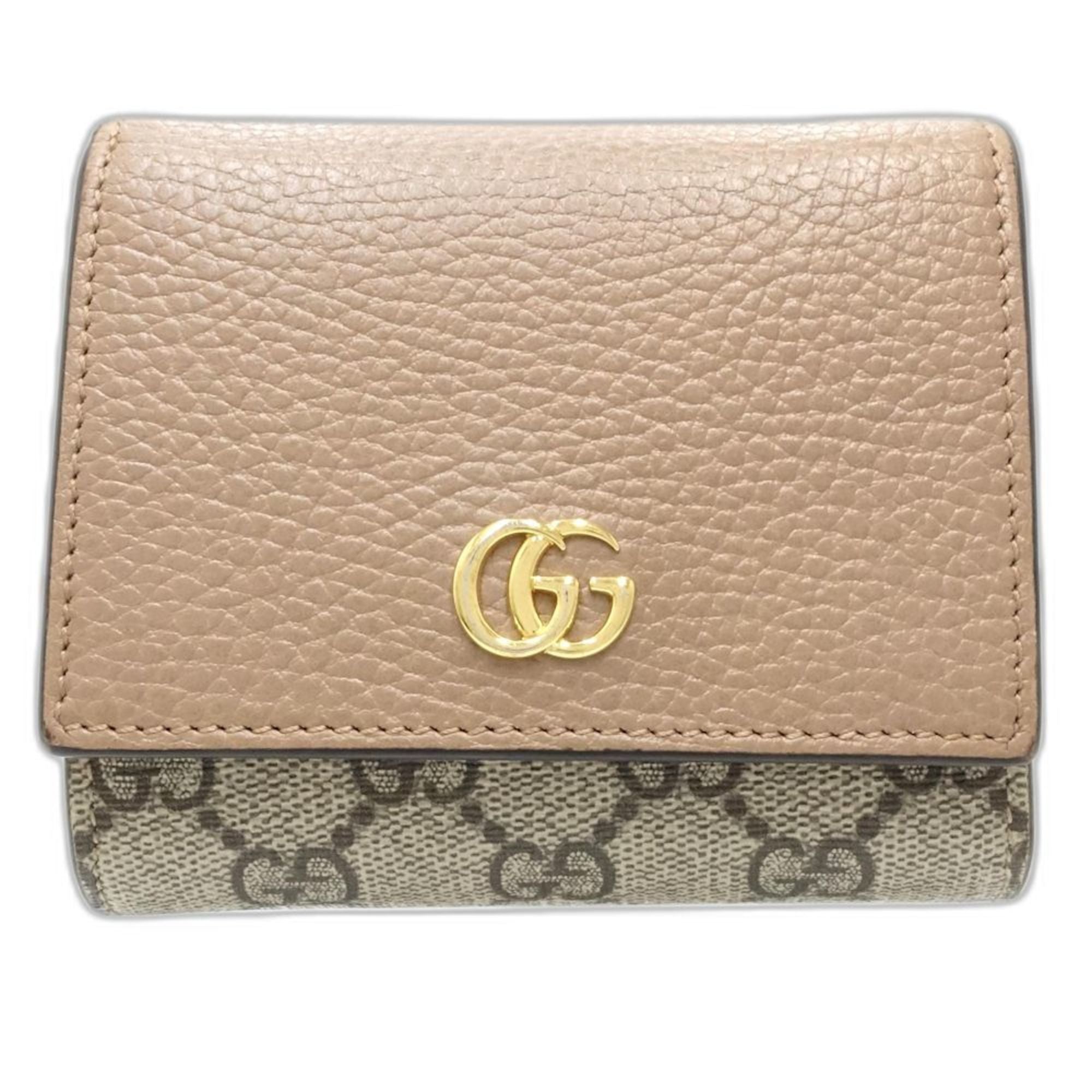 Gucci Beige Pink Beige Canvas Leather Wallet (Bi-Fold) (Pre-Owned)