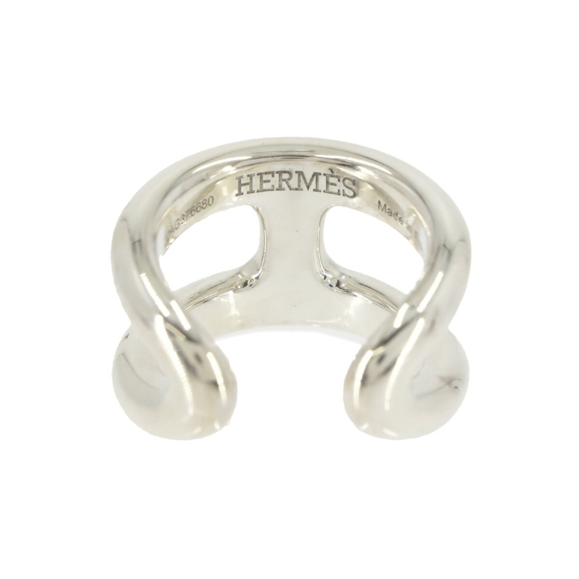 Hermes Silver Silver 925 Band Ring (Pre-Owned)