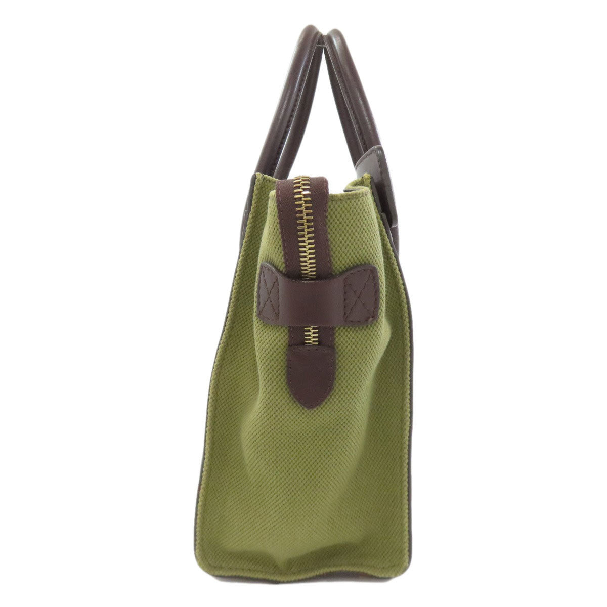 Celine Brown Khaki Canvas Leather Handbag (Pre-Owned)