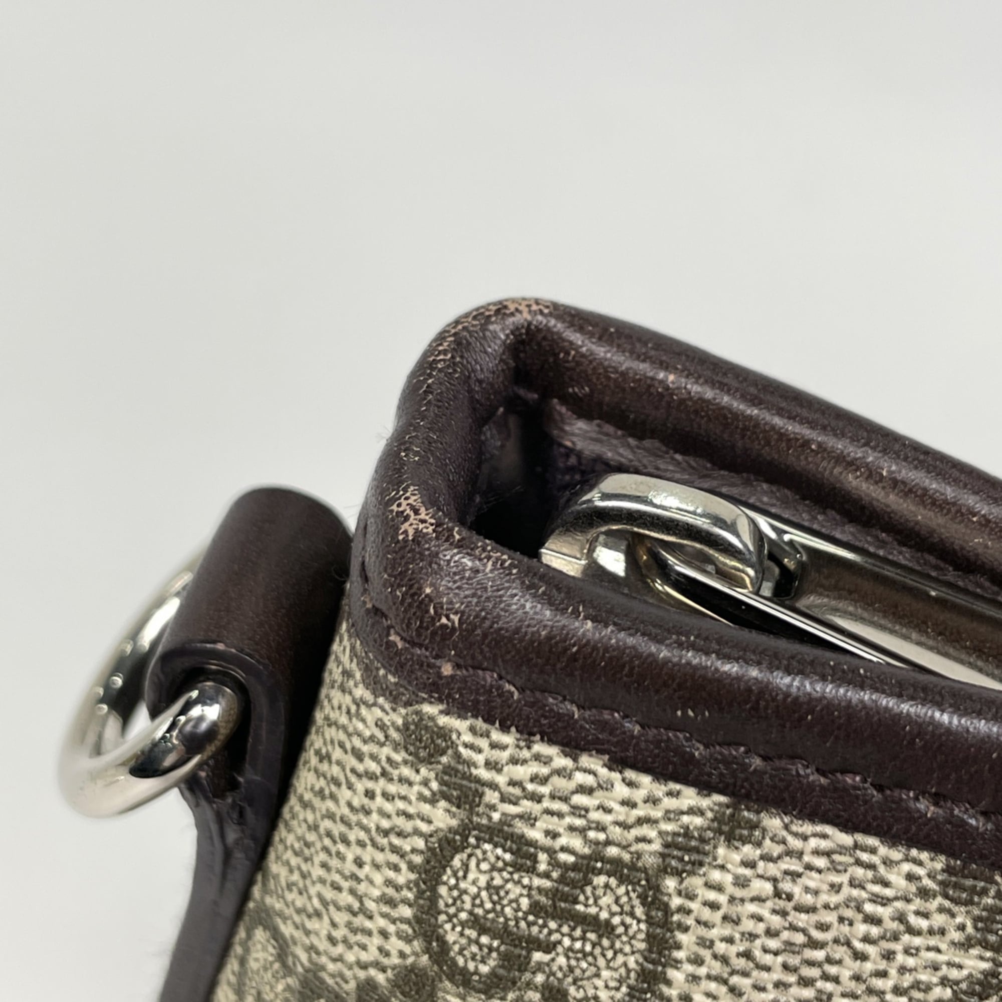 Gucci Brown Coated Canvas Leather Handbag (Pre-Owned)