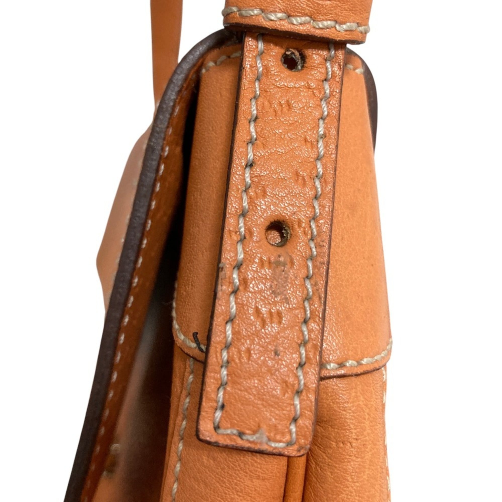 Salvatore Ferragamo Gancini Orange Leather Shoulder Bag (Pre-Owned)