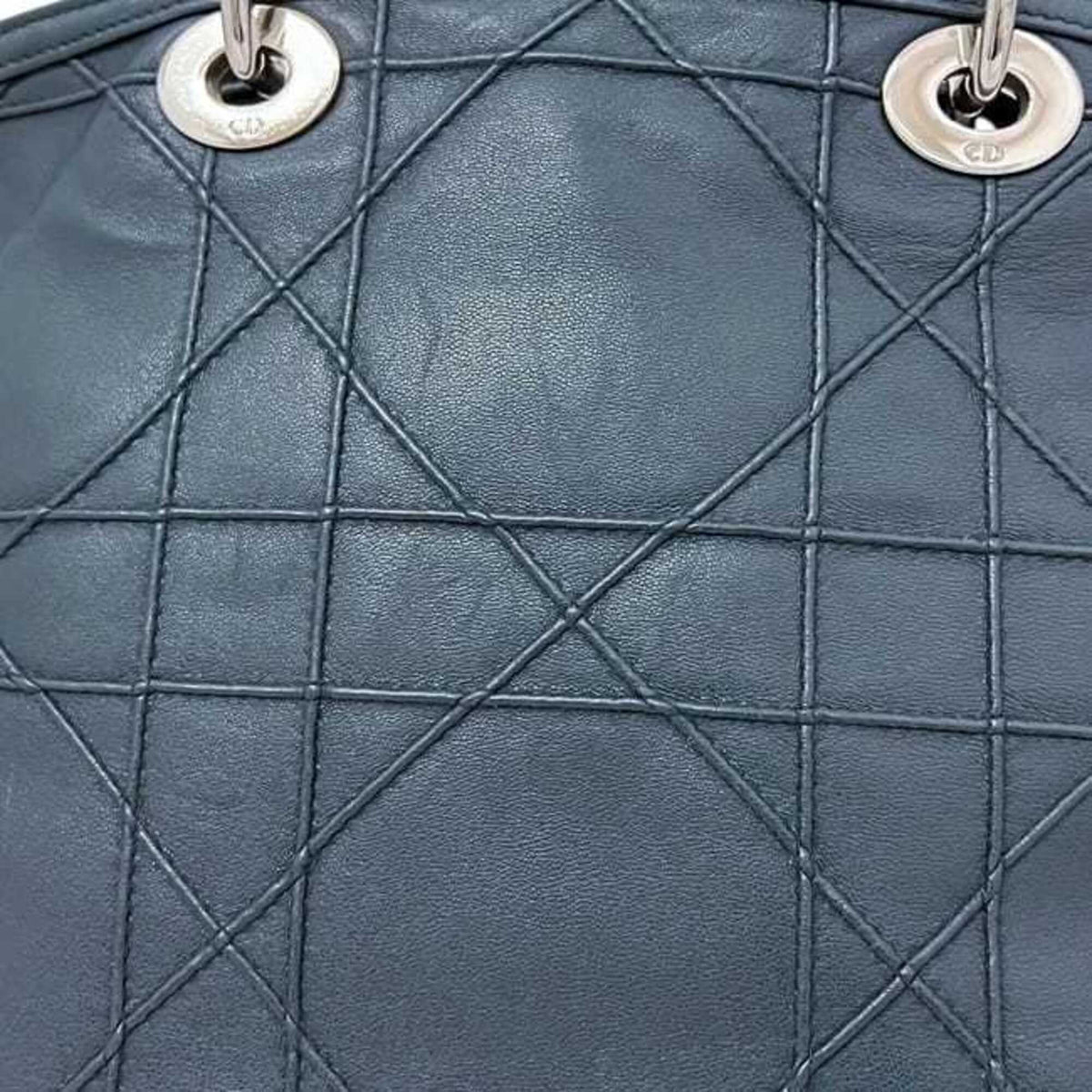 Christian Dior Green Blue Green Leather Handbag Tote Bag (Pre-Owned)