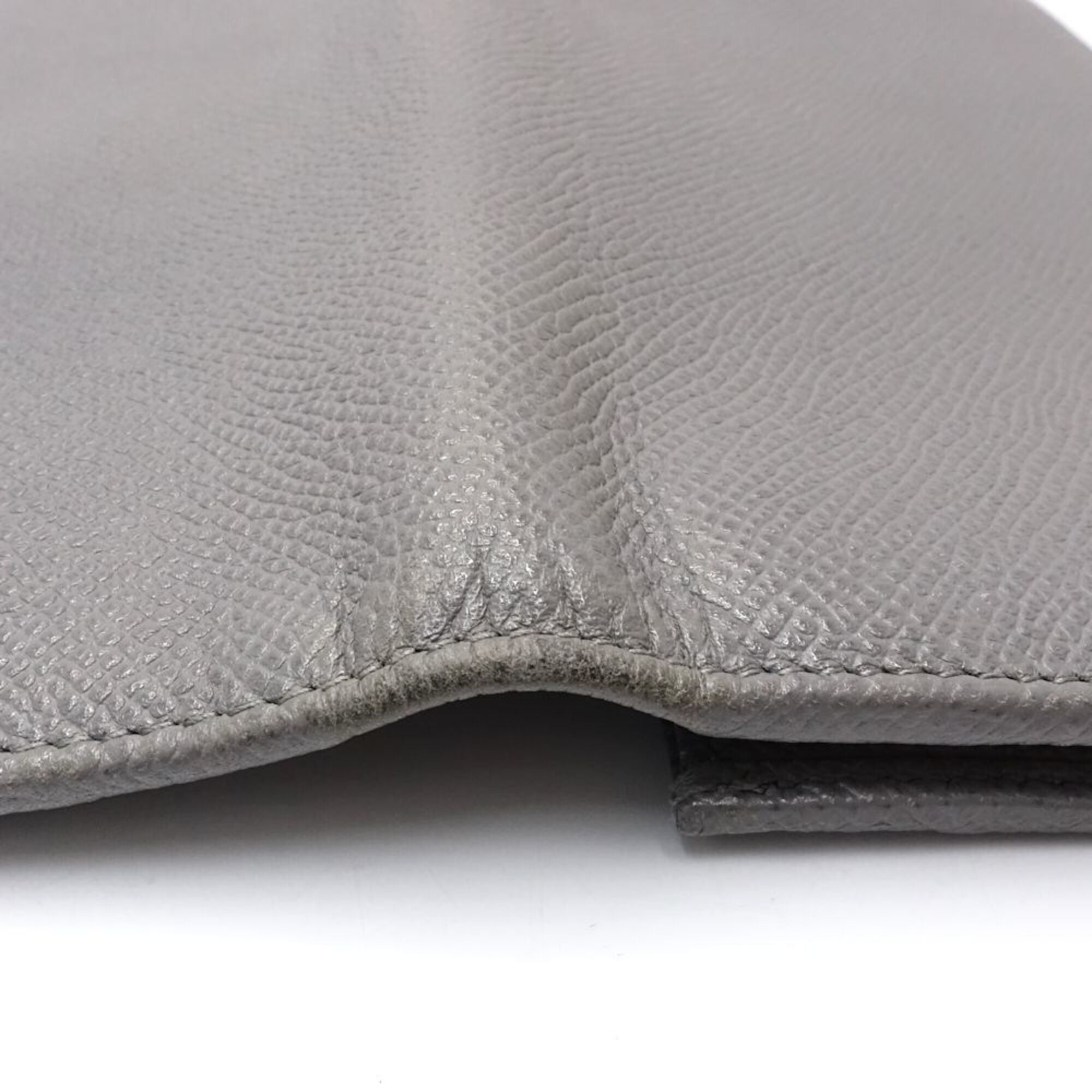 Bvlgari Gray Leather Long Wallet (Bi-Fold) (Pre-Owned)
