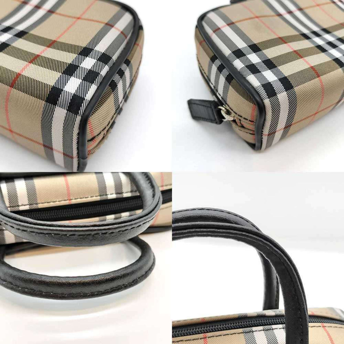 Burberry Beige Canvas Leather Handbag Pouch (Pre-Owned)