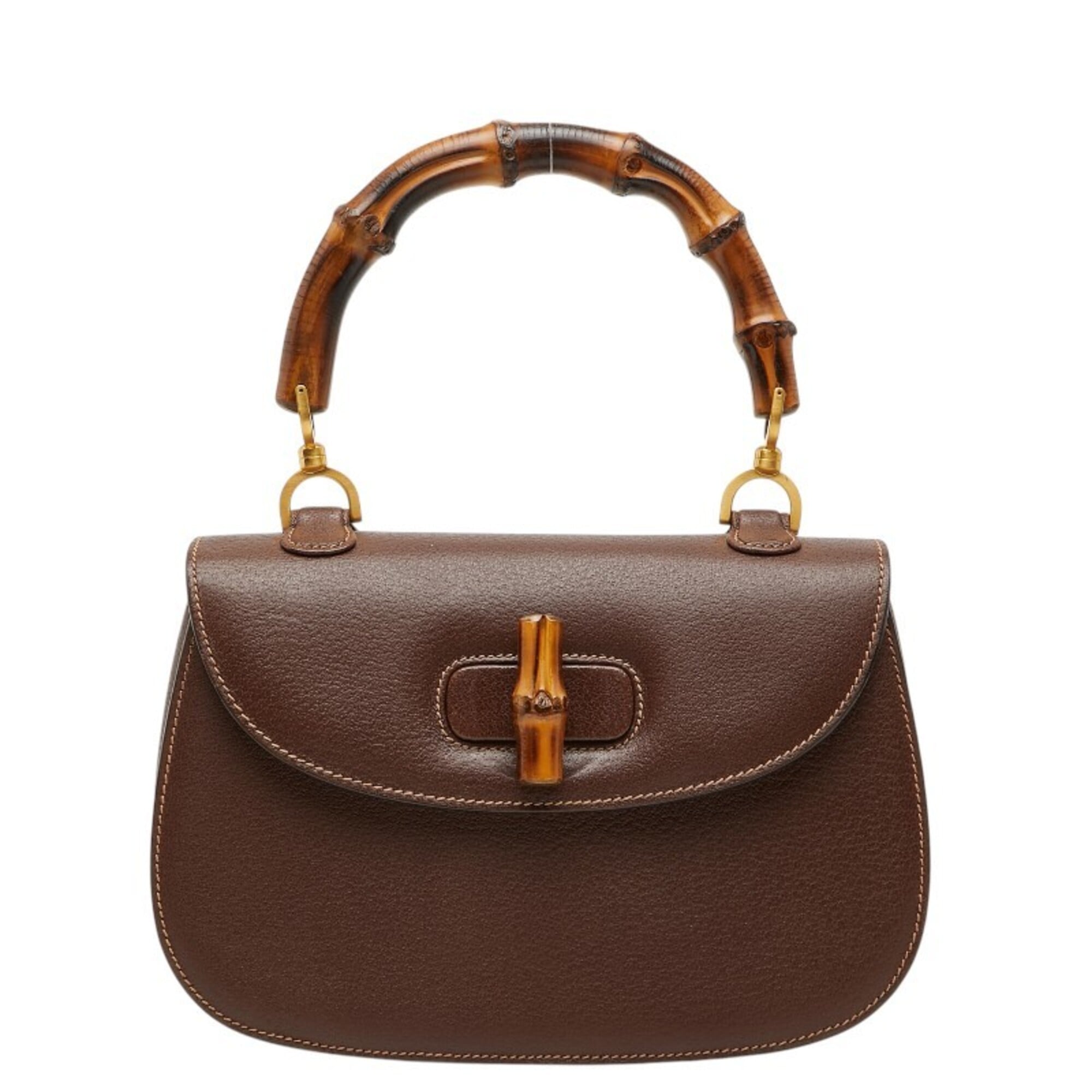 Gucci Bamboo Brown Leather Handbag (Pre-Owned)