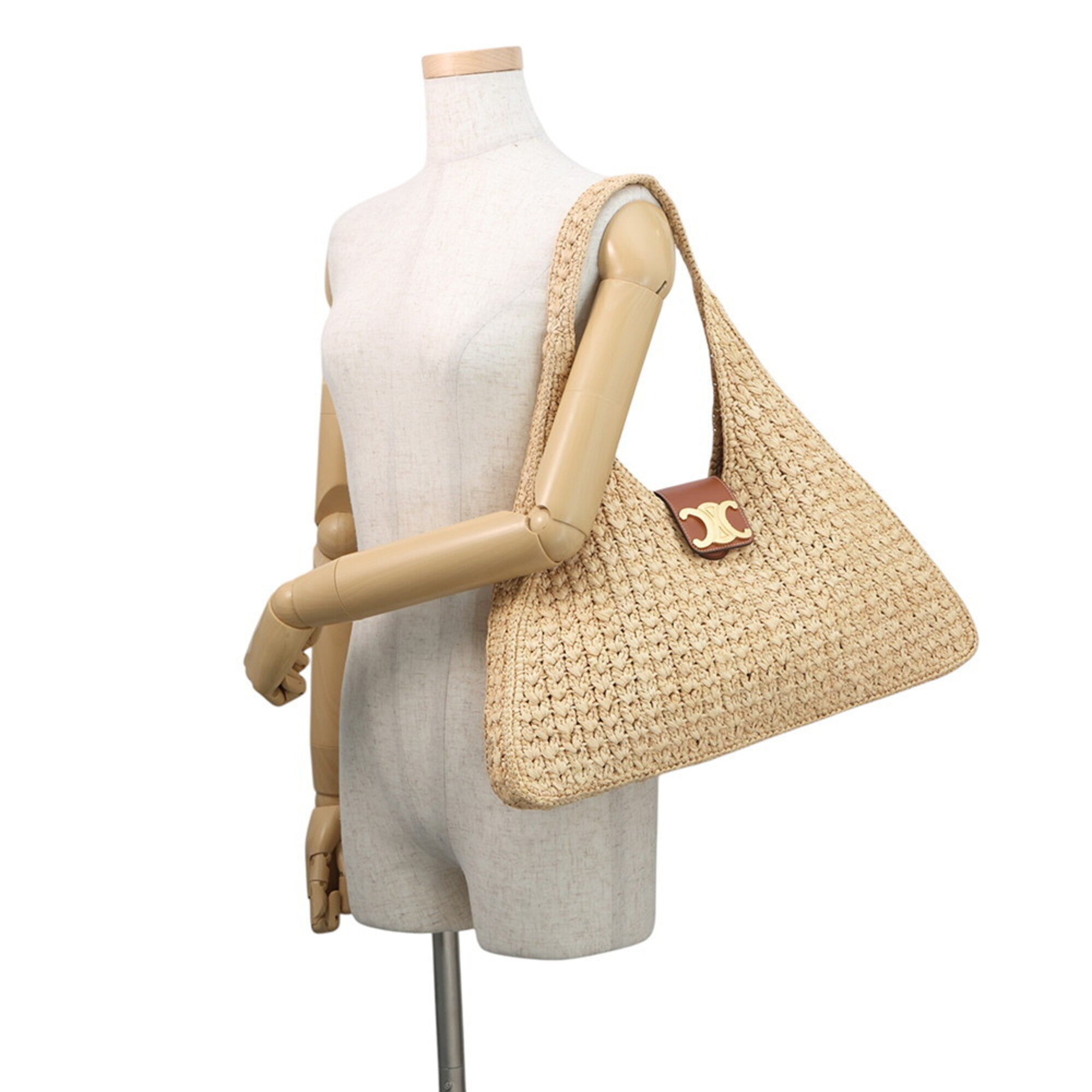 Celine Brown Raffia Leather Shoulder Bag (Pre-Owned)