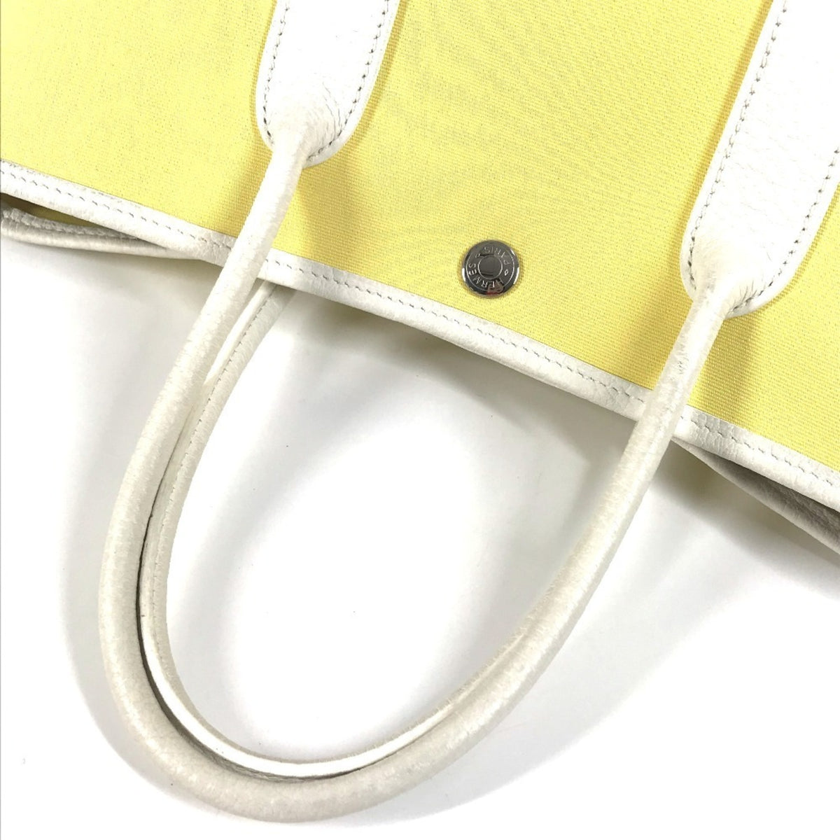Hermes White Yellow Toile H Handbag Tote Bag (Pre-Owned)