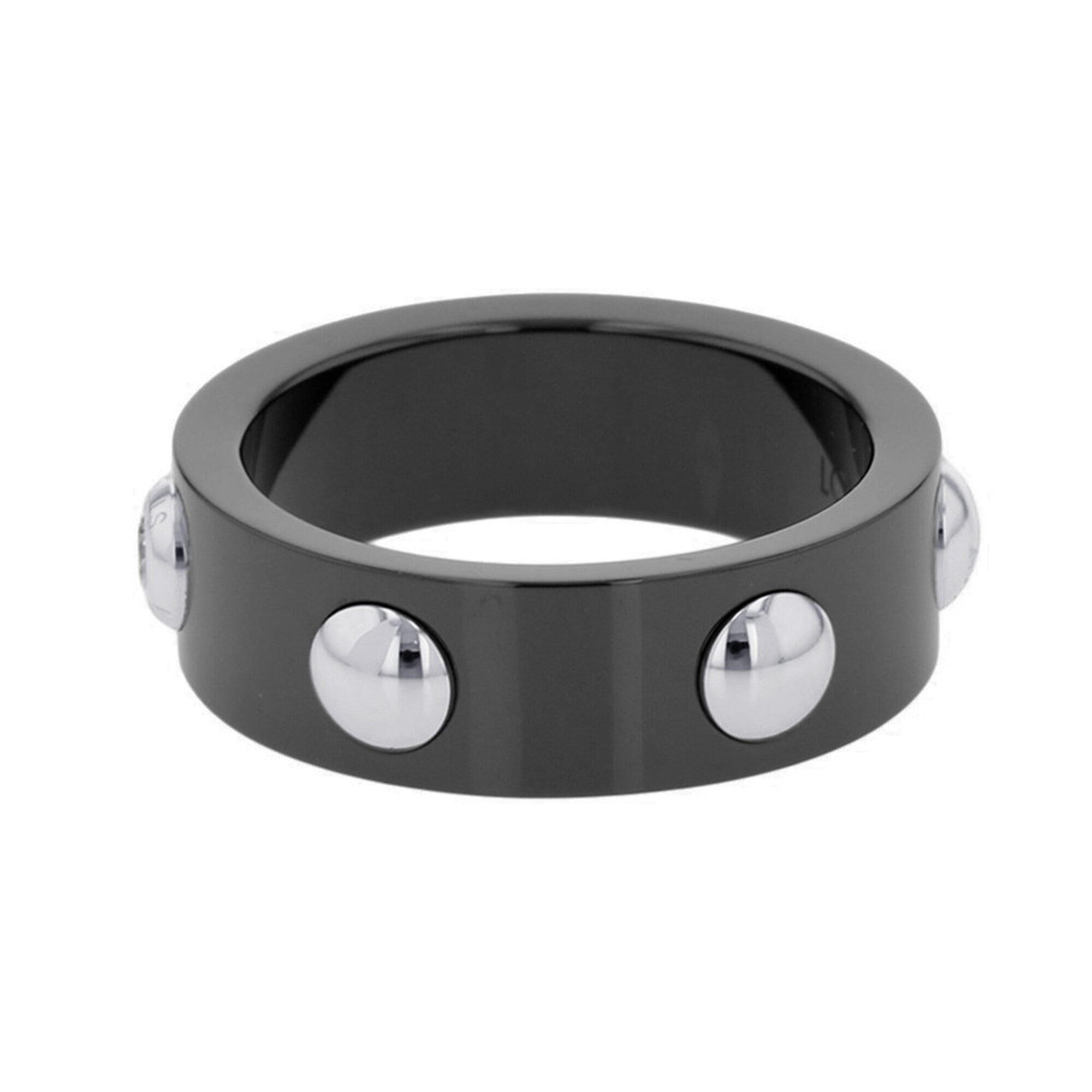Louis Vuitton Black Ceramic Platinum 950 Band Ring (Pre-Owned)