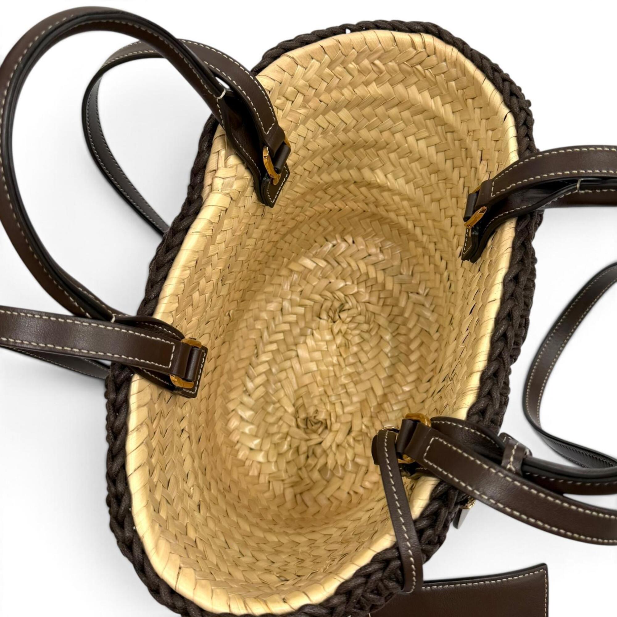 Tod's Brown Raffia Leather Basket Pouch Tote Bag (Pre-Owned)