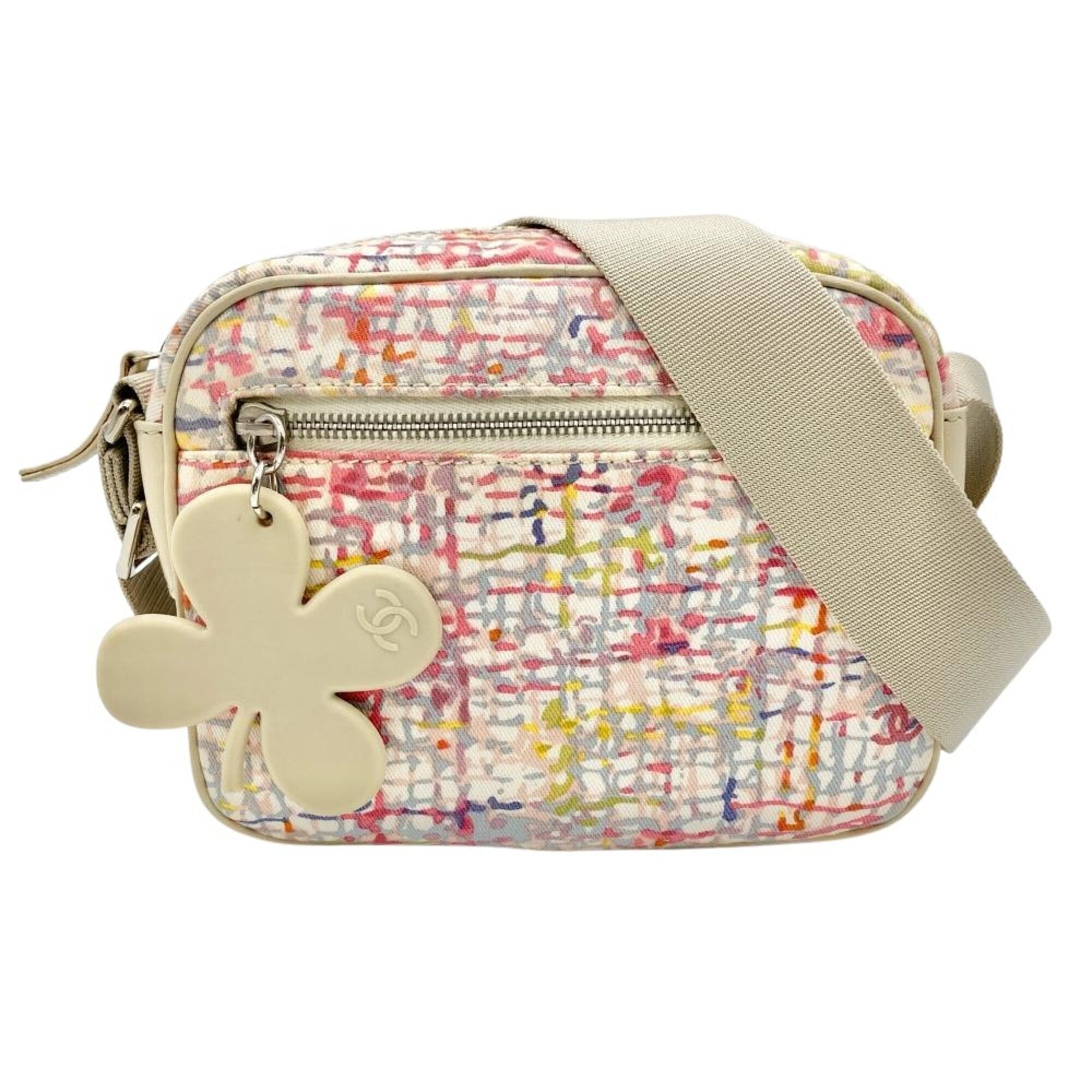 Chanel Beige Multi-Color Canvas Shoulder Bag (Pre-Owned)
