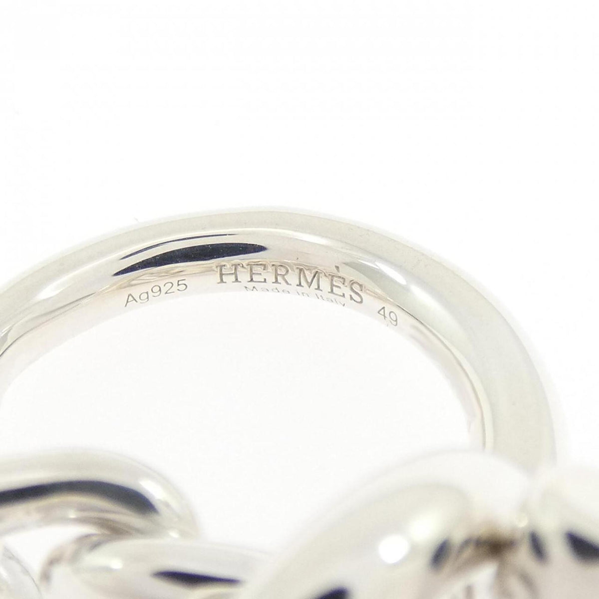 Hermes Silver Silver 925 Band Ring (Pre-Owned)