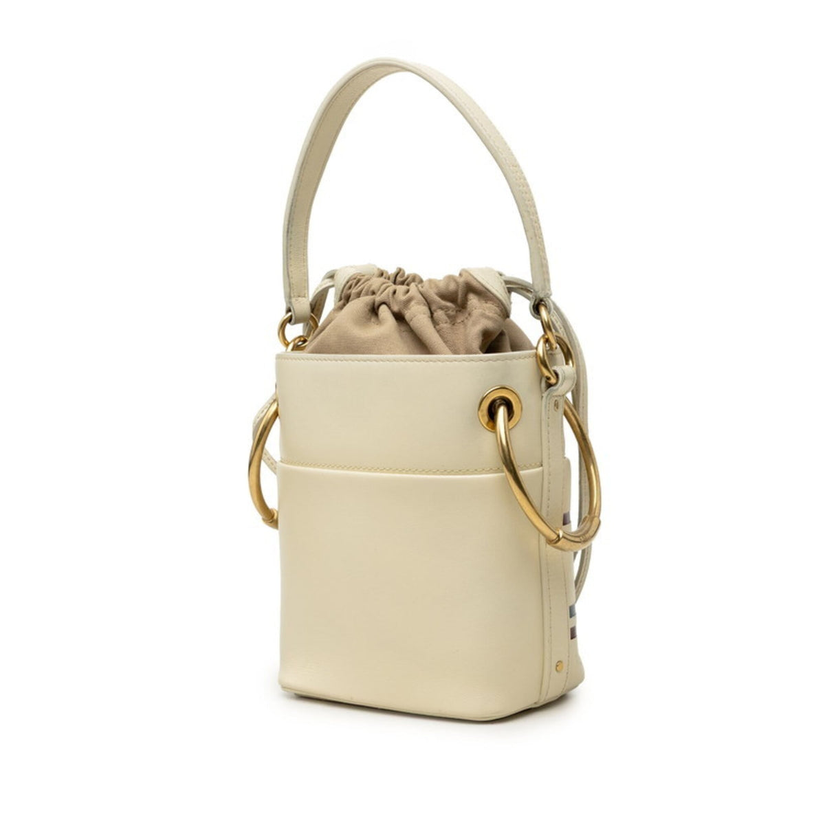 Chloé Beige Gray White Leather Handbag Shoulder Bag (Pre-Owned)