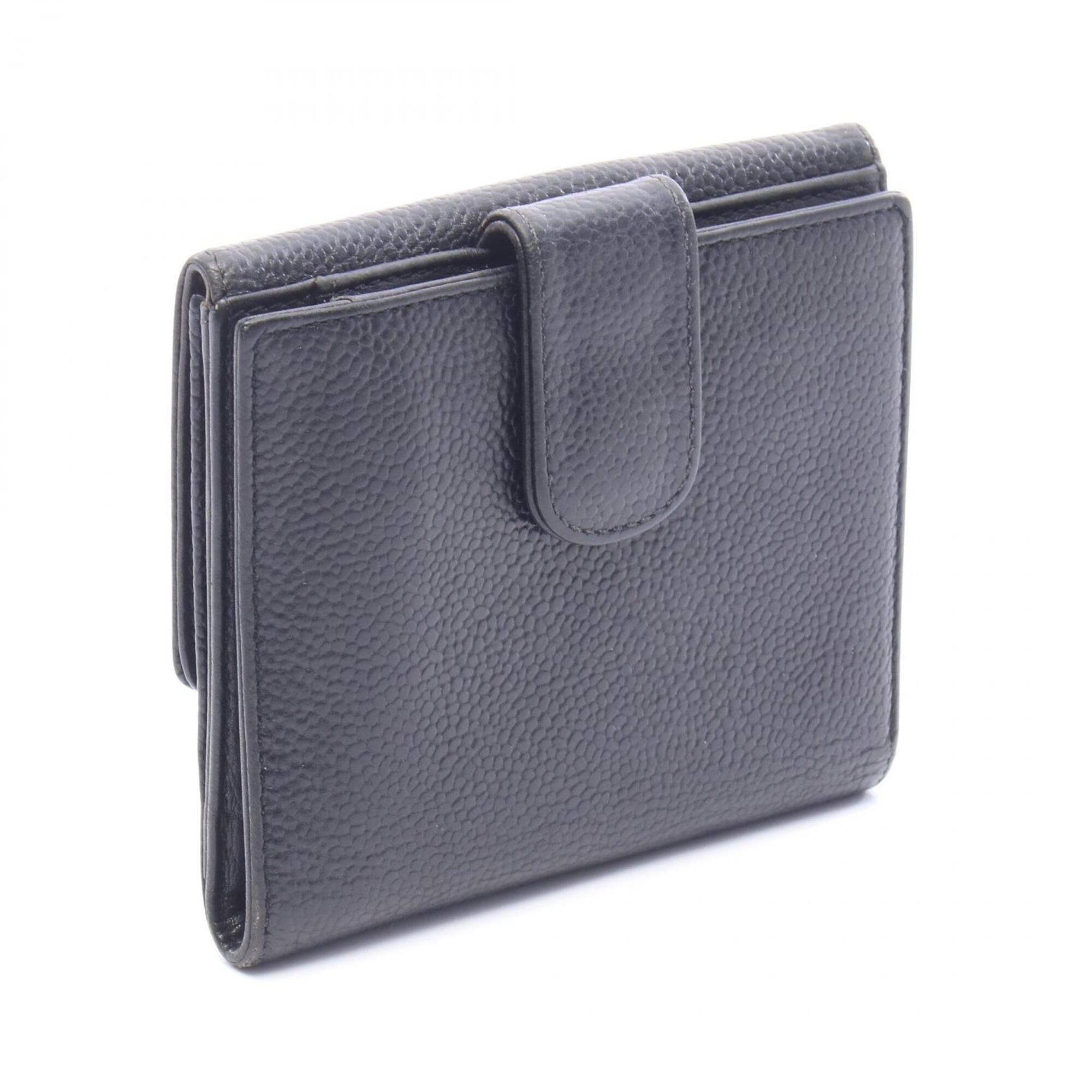 Chanel Black Grained Calfskin Wallet (Bi-Fold) (Pre-Owned)