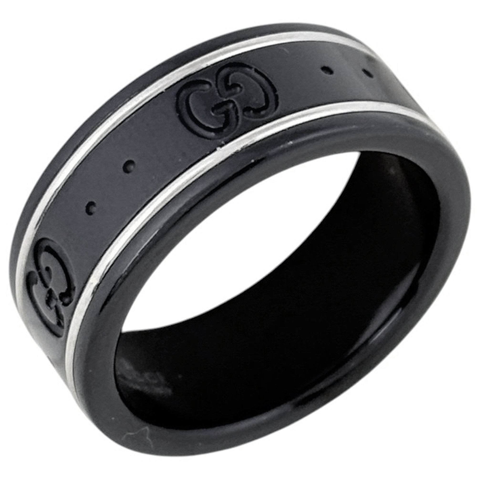 Gucci Black White Gold (18K) Band Ring (Pre-Owned)