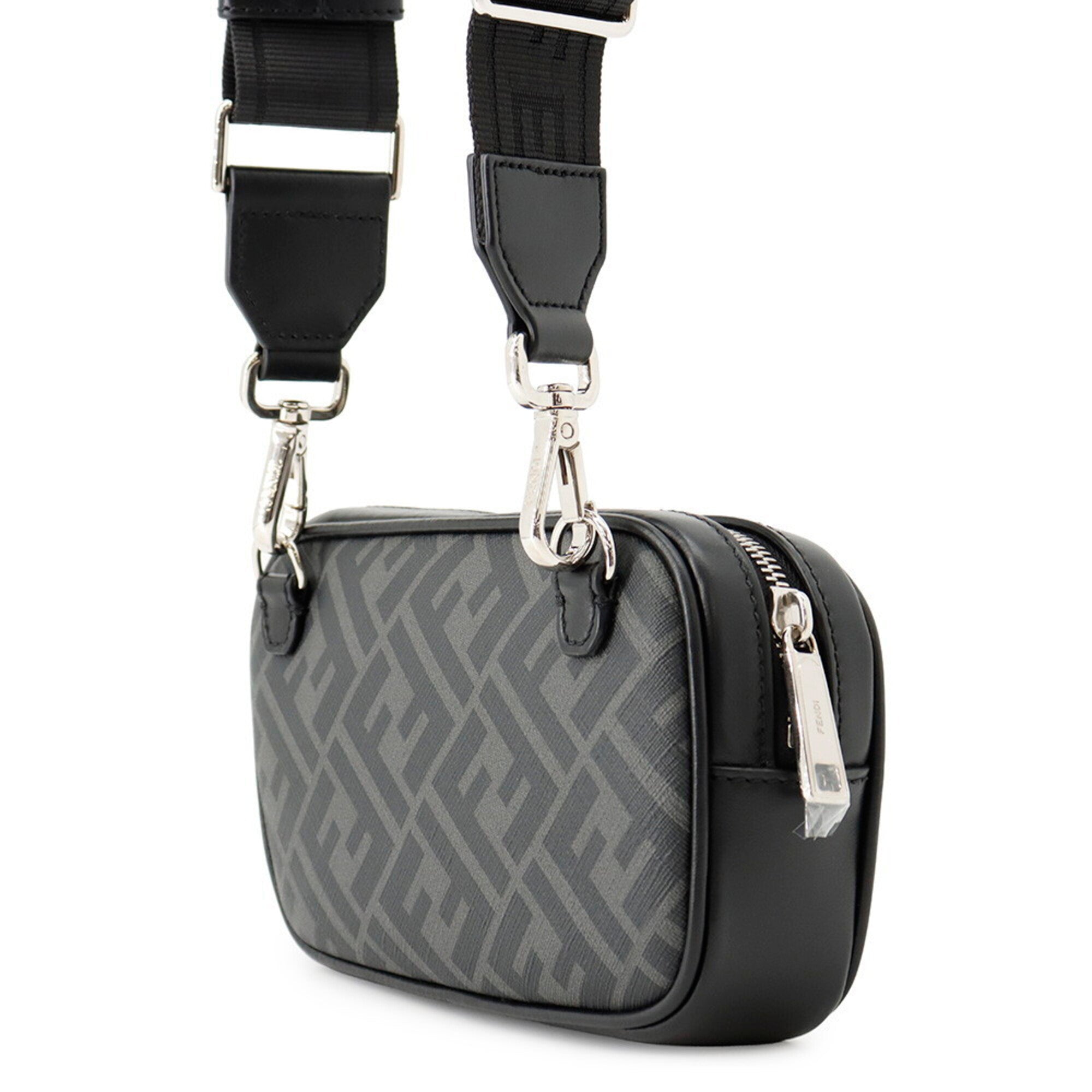 Fendi Zucca Gray Pvc Handbag Shoulder Bag (Pre-Owned)