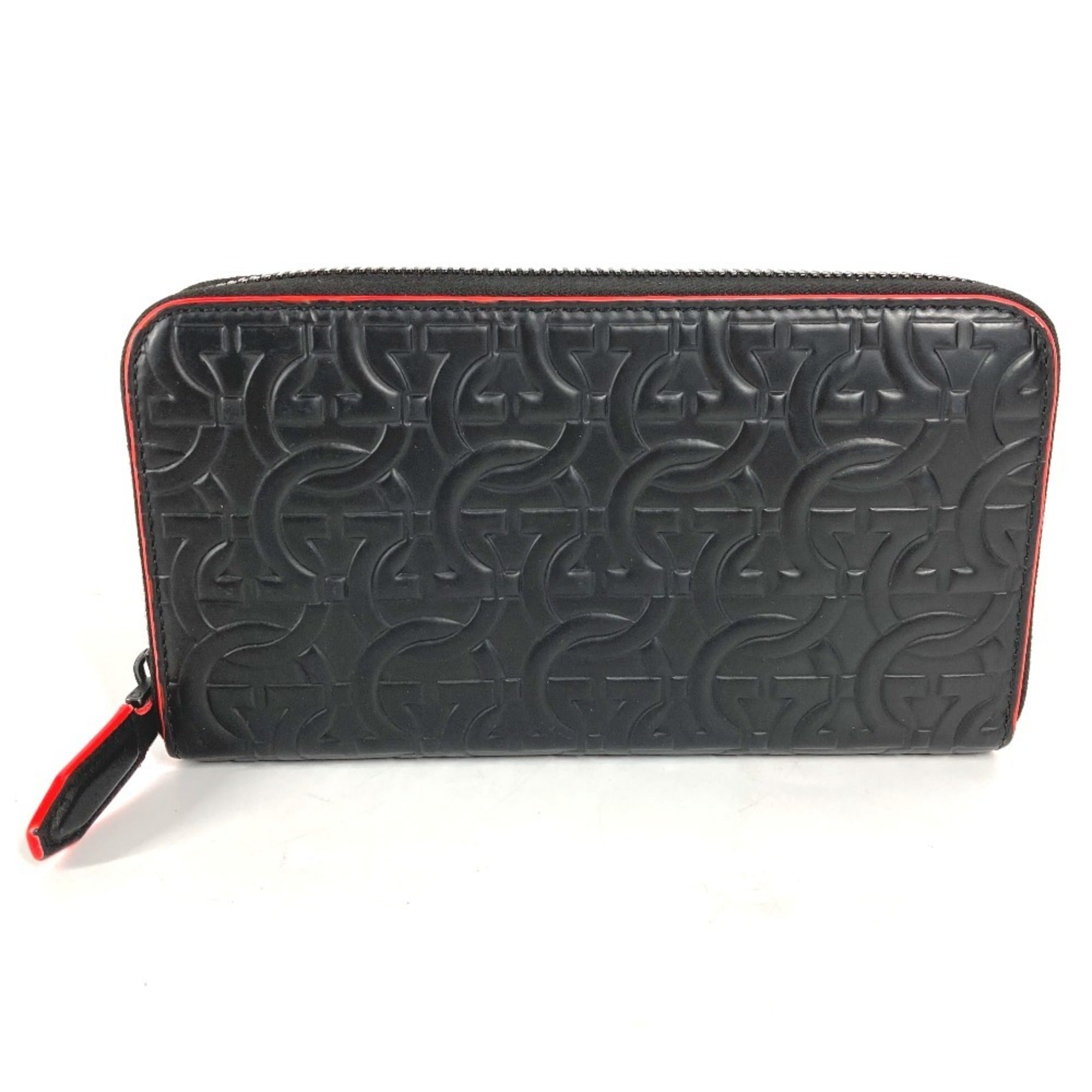 Salvatore Ferragamo Black Red Color Leather Long Wallet (Bi-Fold) (Pre-Owned)