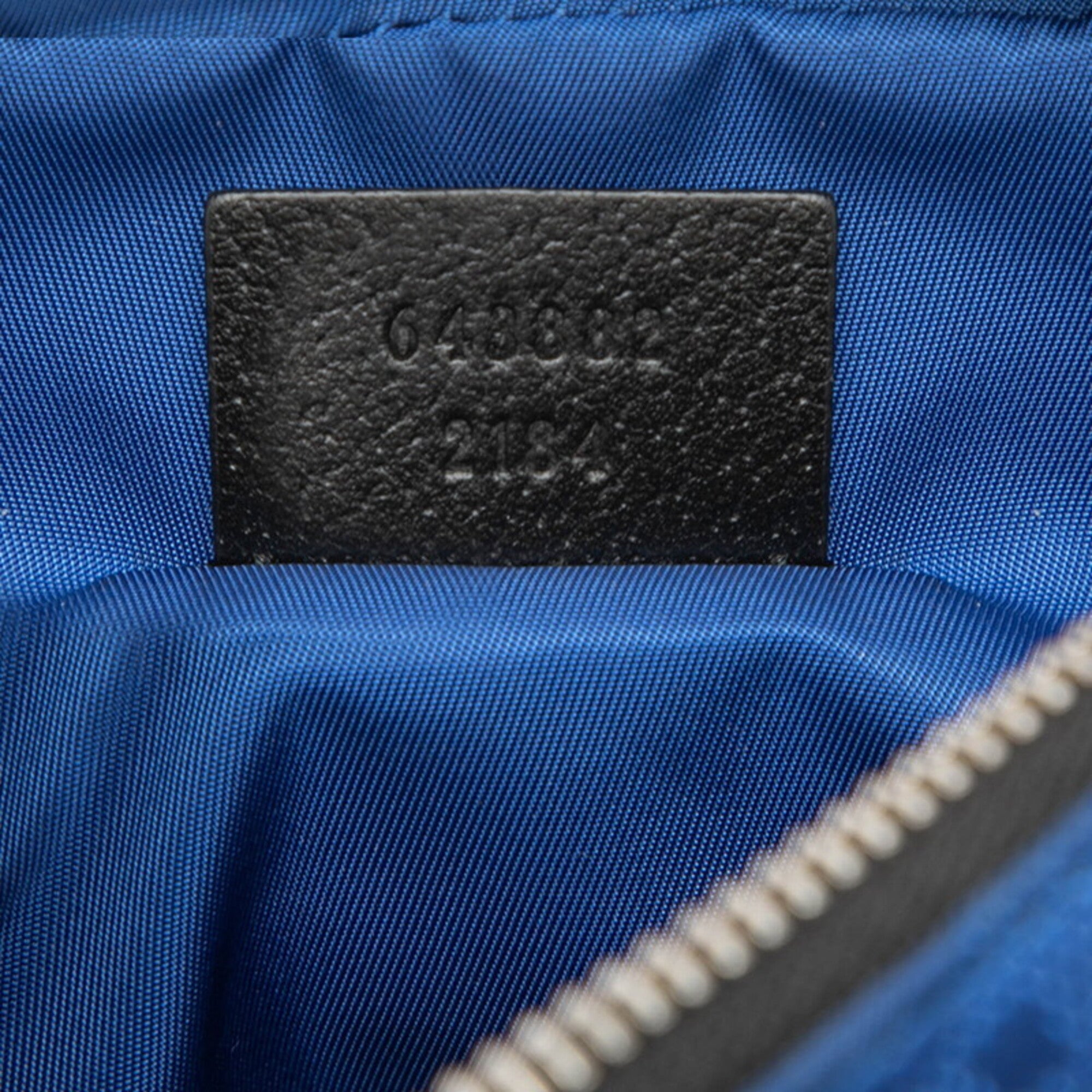 Gucci Black Blue Nylon Leather Shoulder Bag (Pre-Owned)