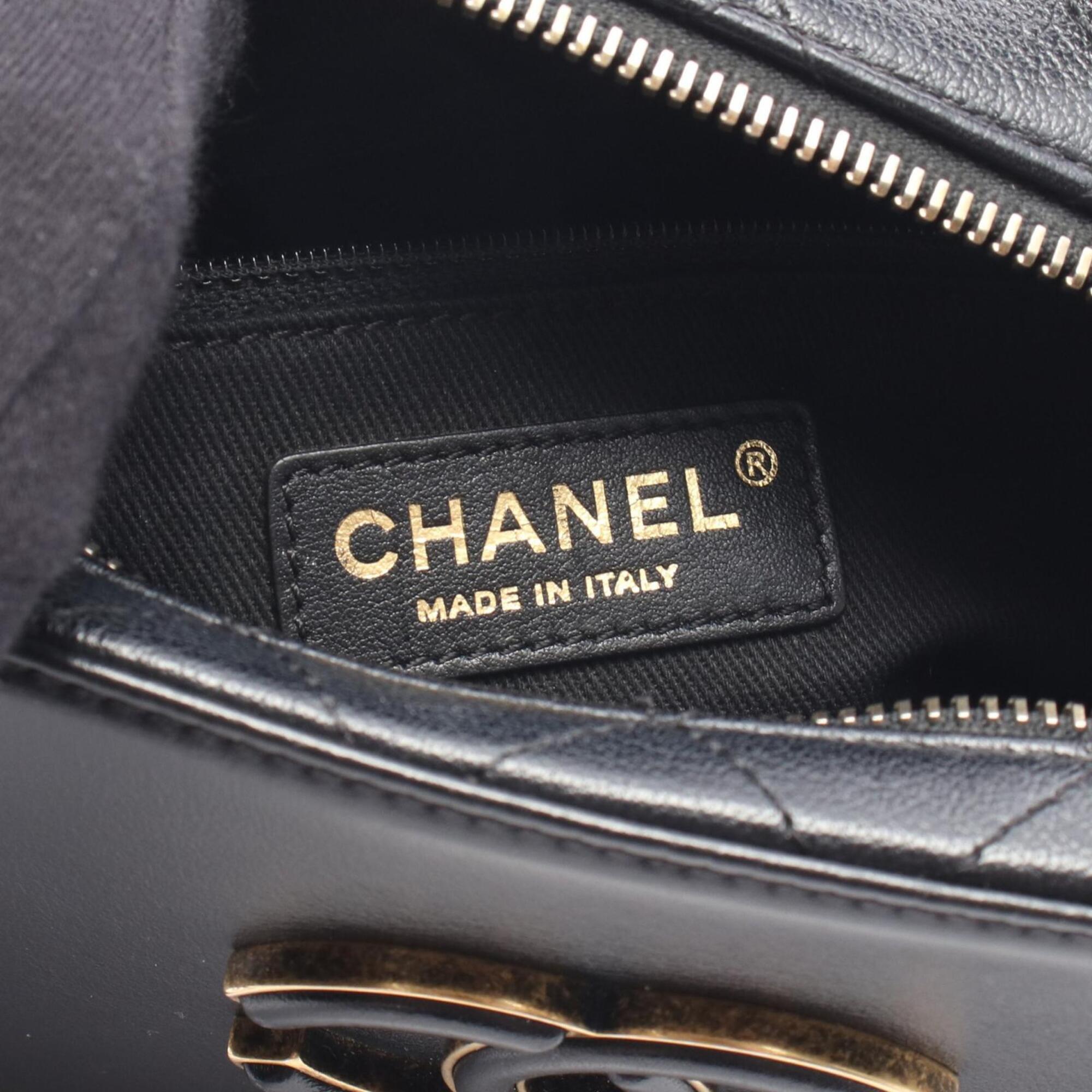 Chanel Black Leather Handbag Shoulder Bag (Pre-Owned)