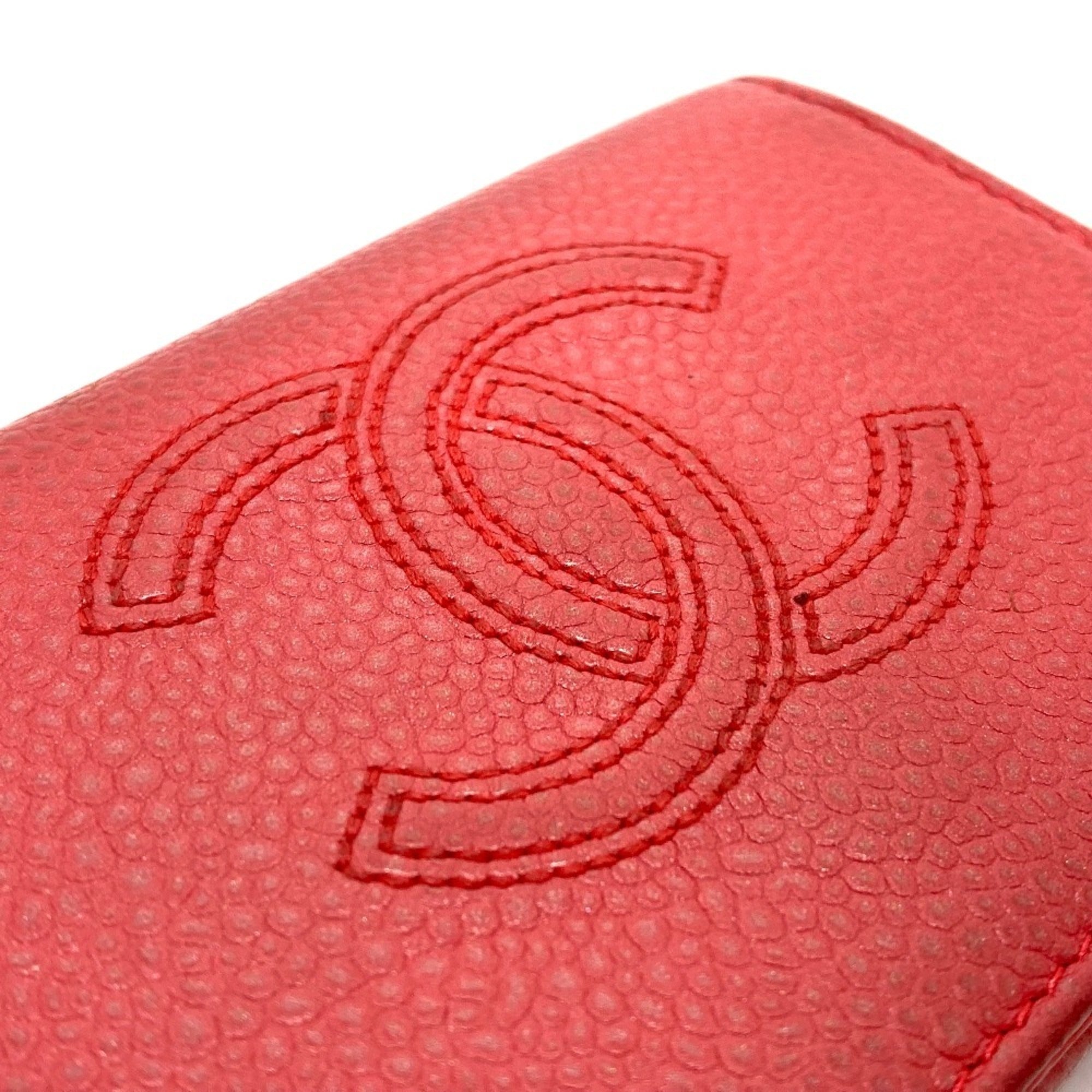 Chanel Salmon Pink Grained Calfskin Wallet (Tri-Fold) (Pre-Owned)