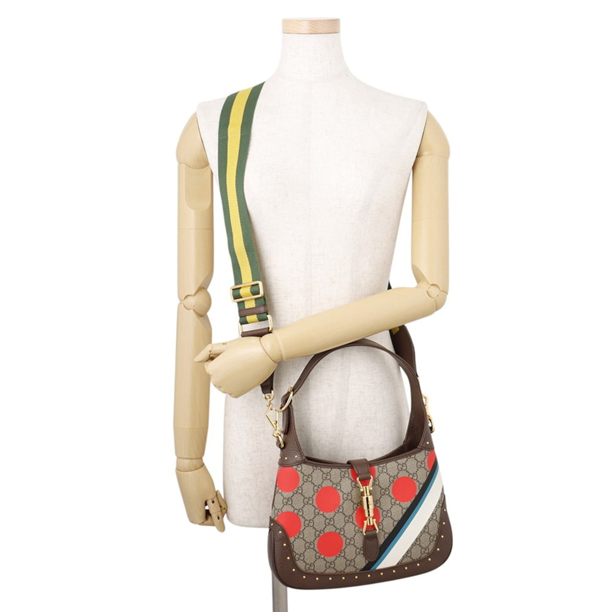 Gucci Beige Multi-Color Gg Supreme Leather Shoulder Bag (Pre-Owned)