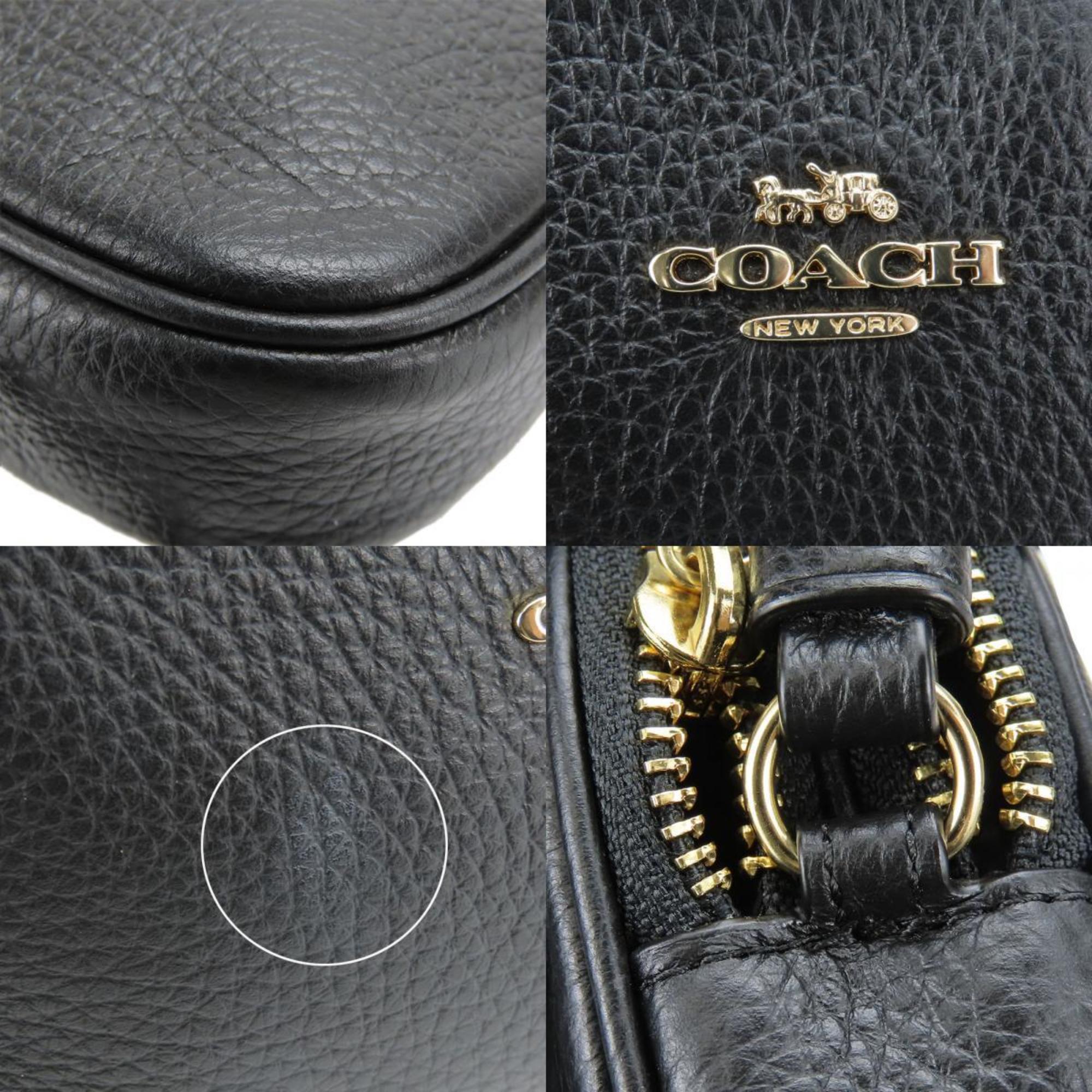 Coach Black Leather Pochette Shoulder Bag (Pre-Owned)
