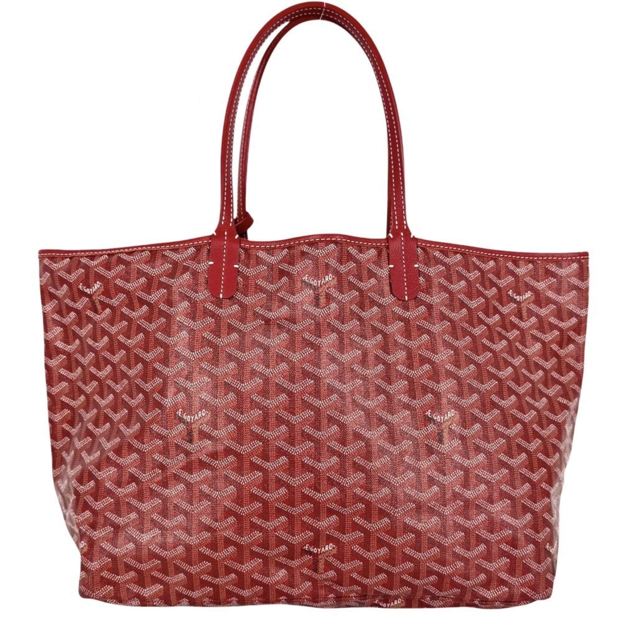Goyard Red Color Coated Canvas Leather Handbag Tote Bag (Pre-Owned)