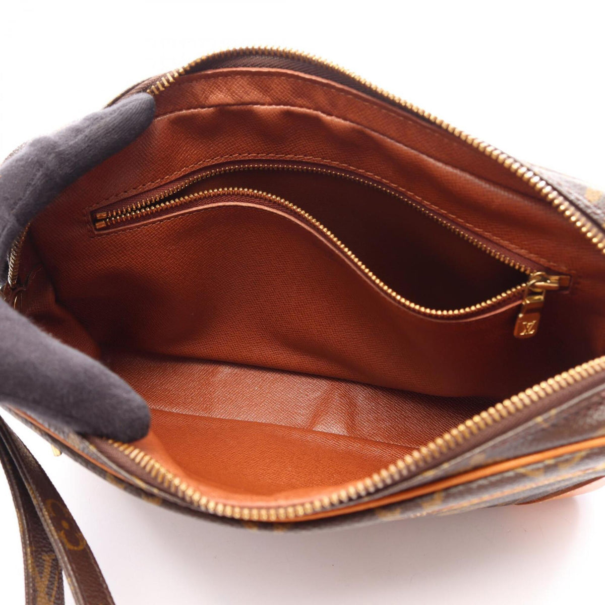 Louis Vuitton Brown Coated Canvas Monogram Leather Clutch Bag Handbag (Pre-Owned)