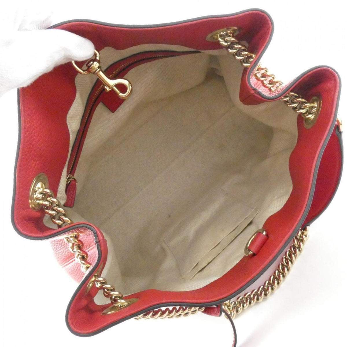 Gucci Red Color Leather Shoulder Bag (Pre-Owned)