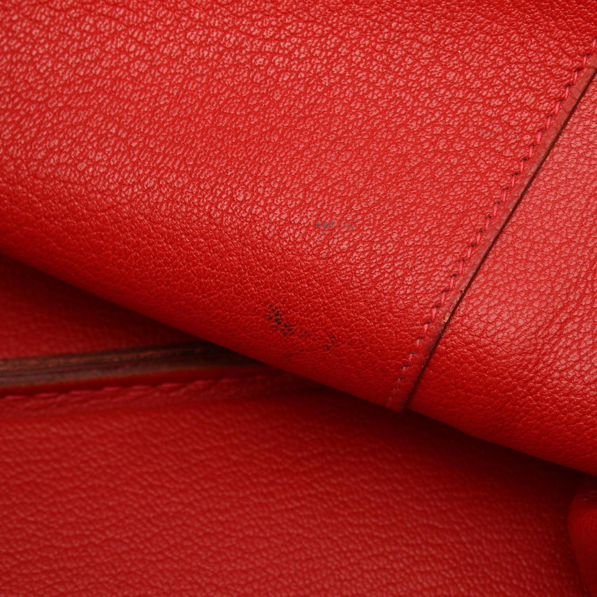 Hermes Red Color Togo Leather Leather Handbag (Pre-Owned)