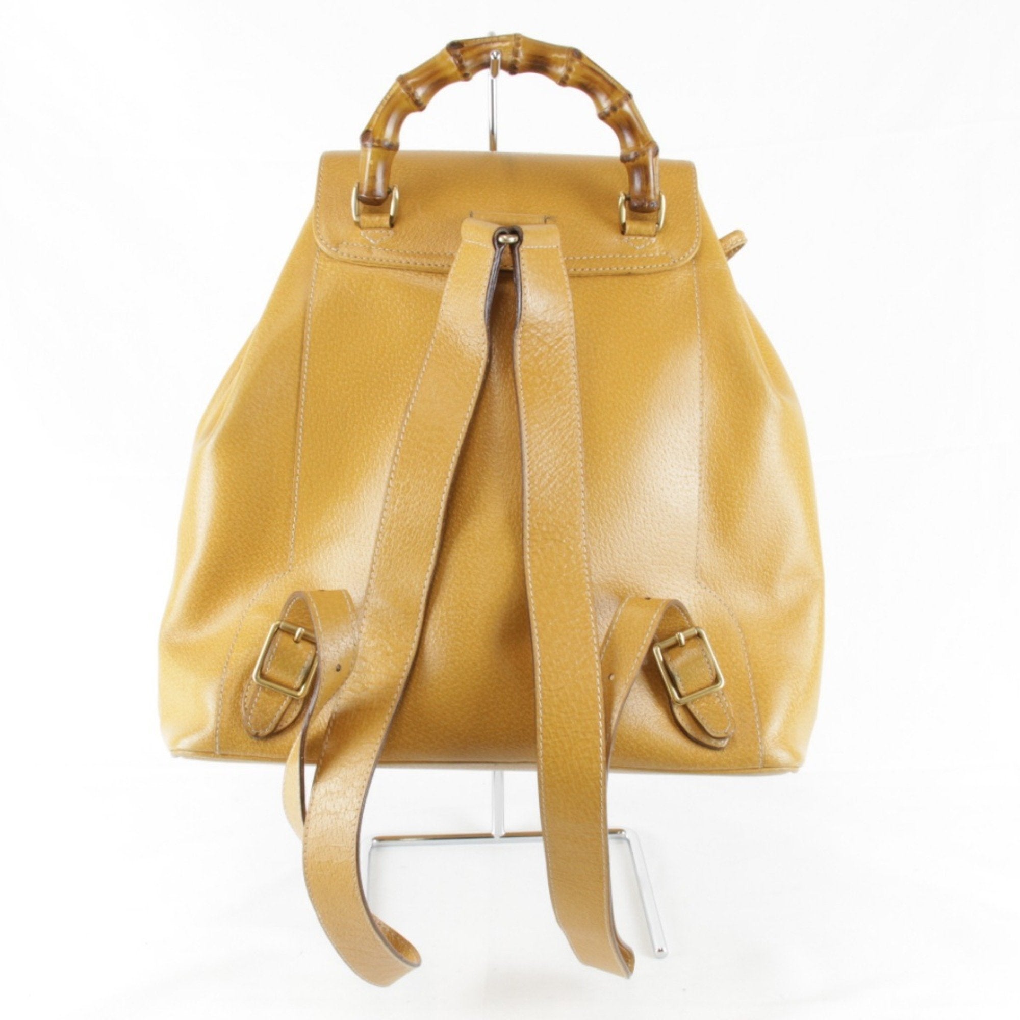 Gucci Black Leather Bamboo Backpack (Pre-Owned)