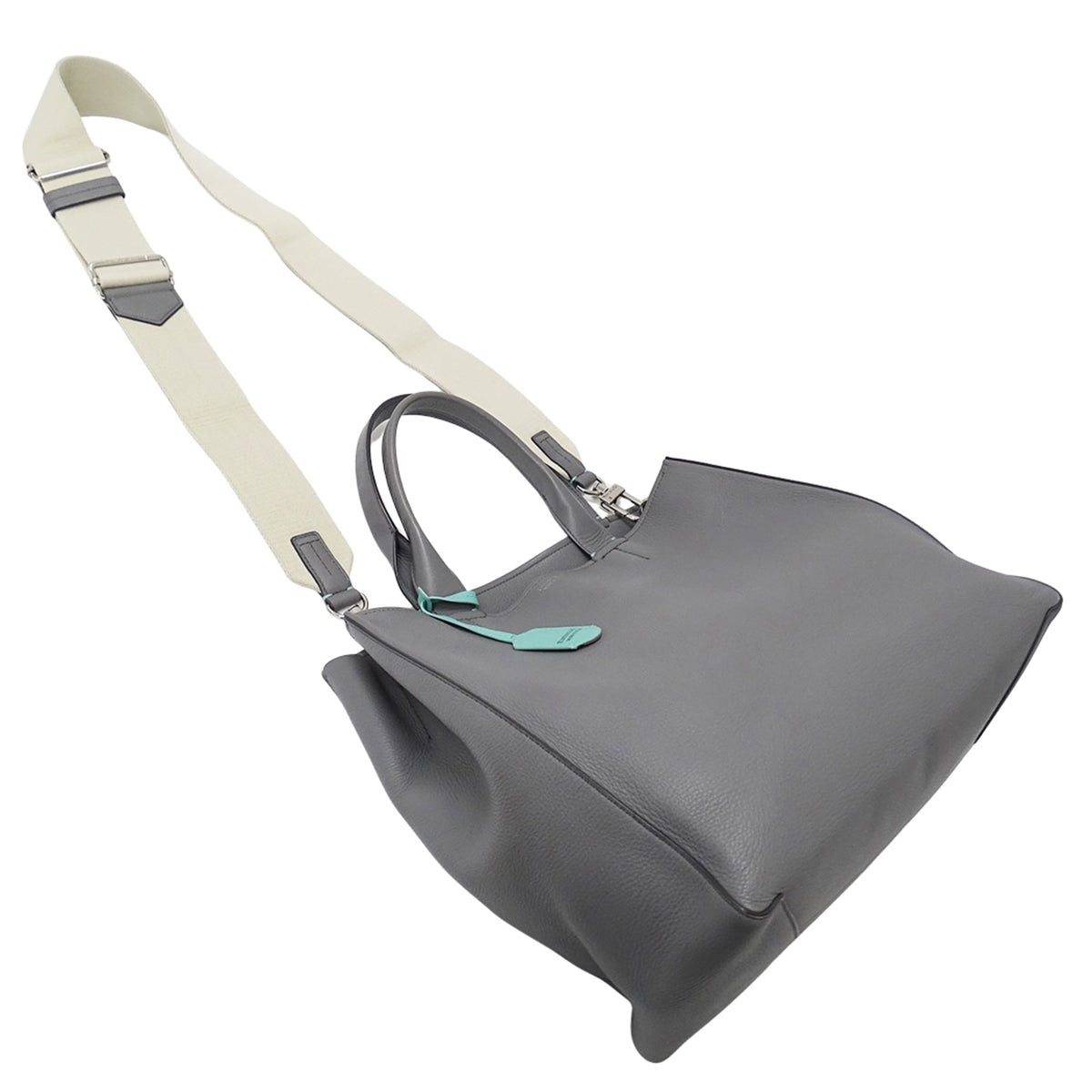 Tiffany Gray Leather Handbag Shoulder Bag (Pre-Owned)