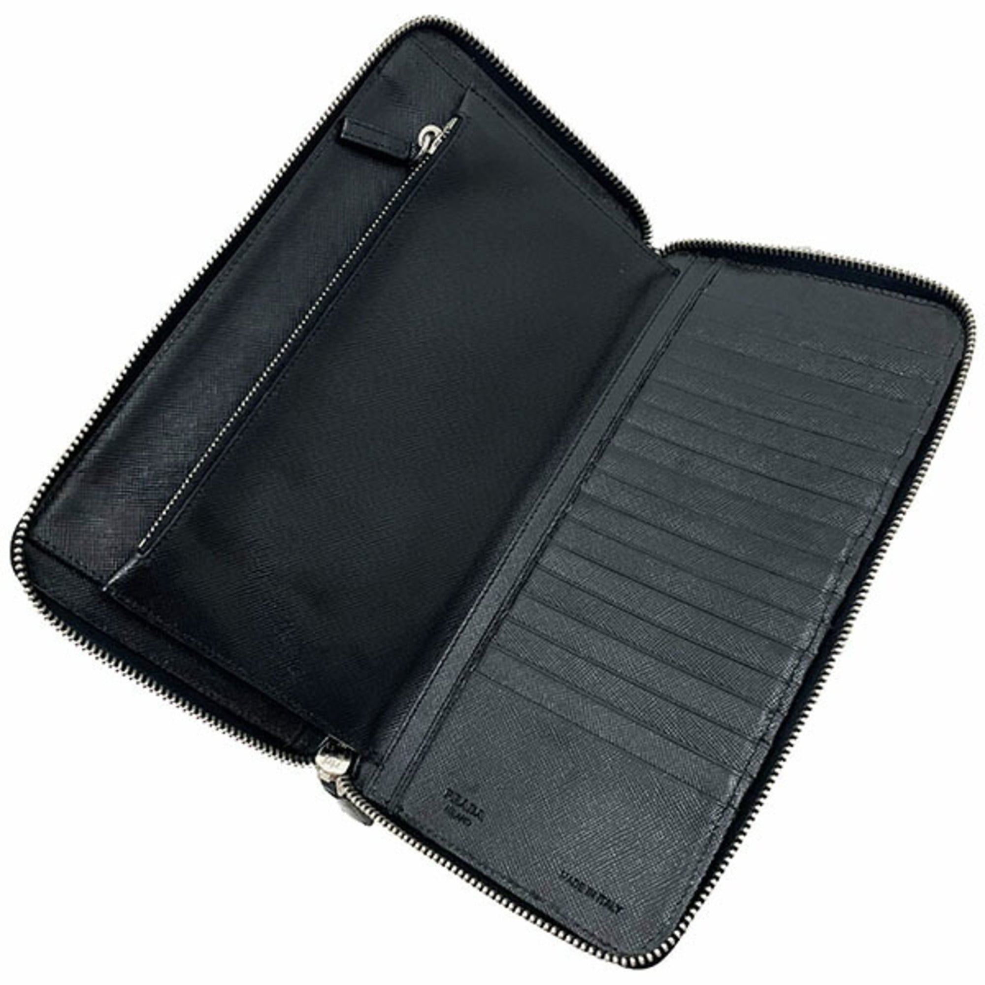 Prada Black Leather Long Wallet (Bi-Fold) (Pre-Owned)