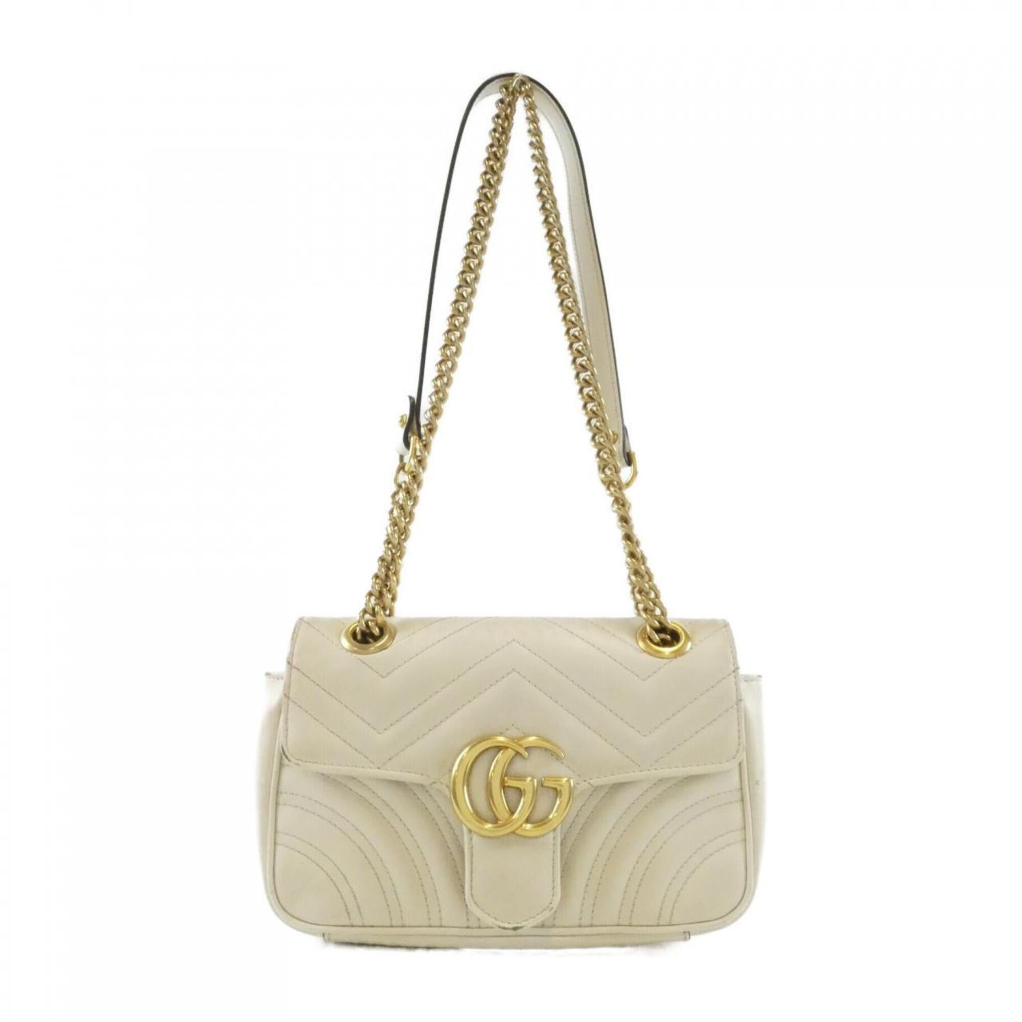 Gucci Gg Marmont White Leather Shoulder Bag (Pre-Owned)