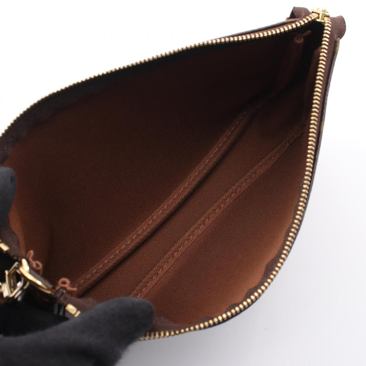Louis Vuitton Brown Red Color Coated Canvas Leather Handbag Pochette (Pre-Owned)