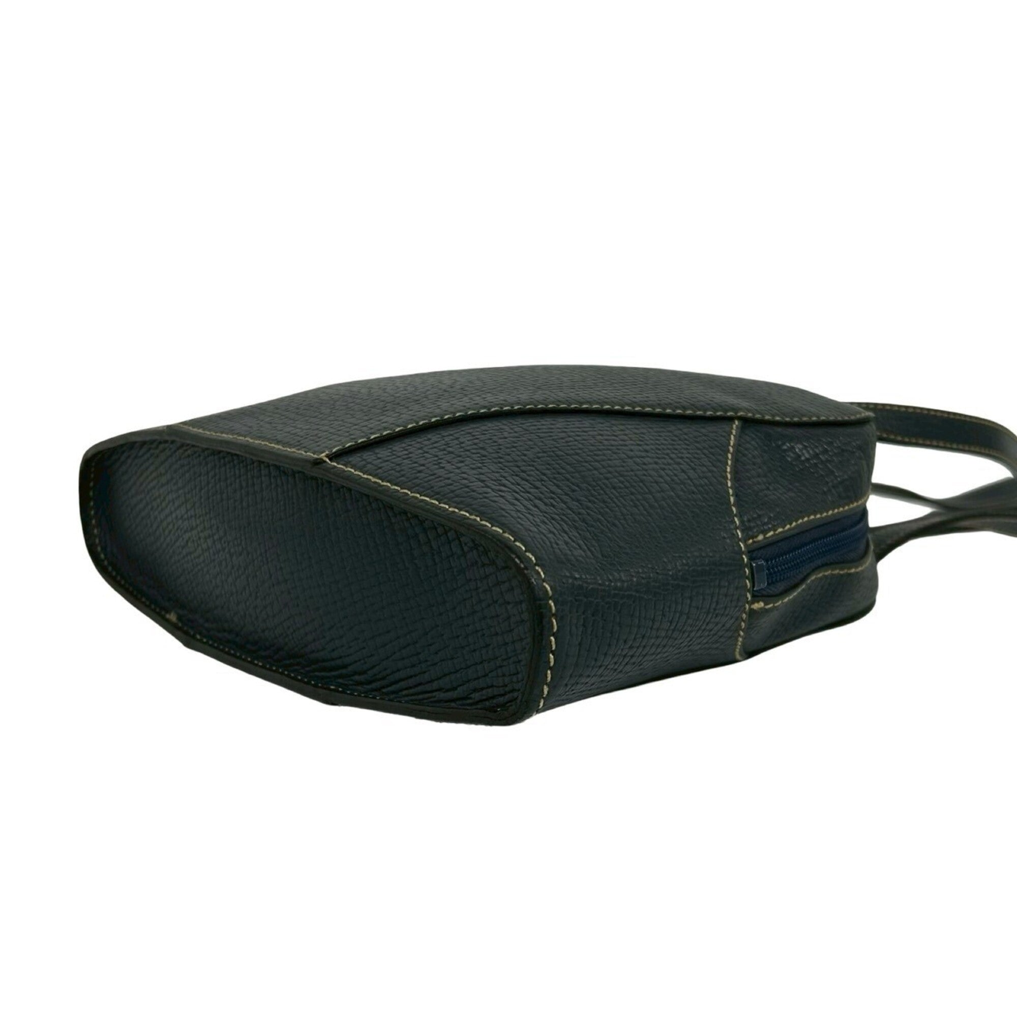Loewe Navy Leather Handbag Shoulder Bag Tote Bag (Pre-Owned)