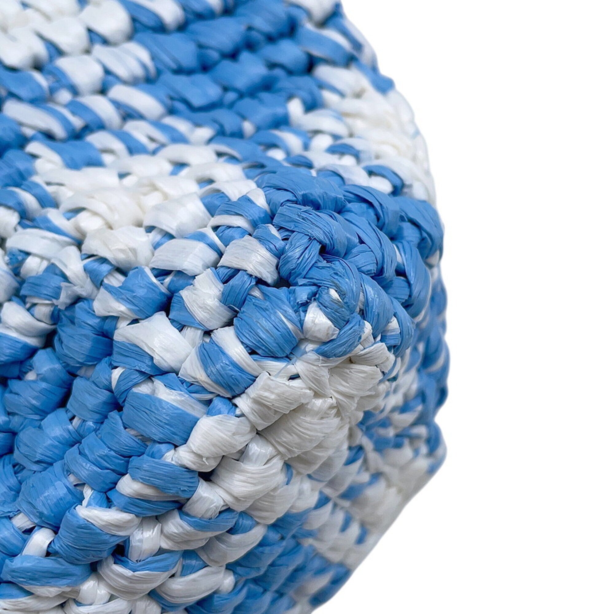 Prada Blue White Raffia Handbag Tote Bag (Pre-Owned)