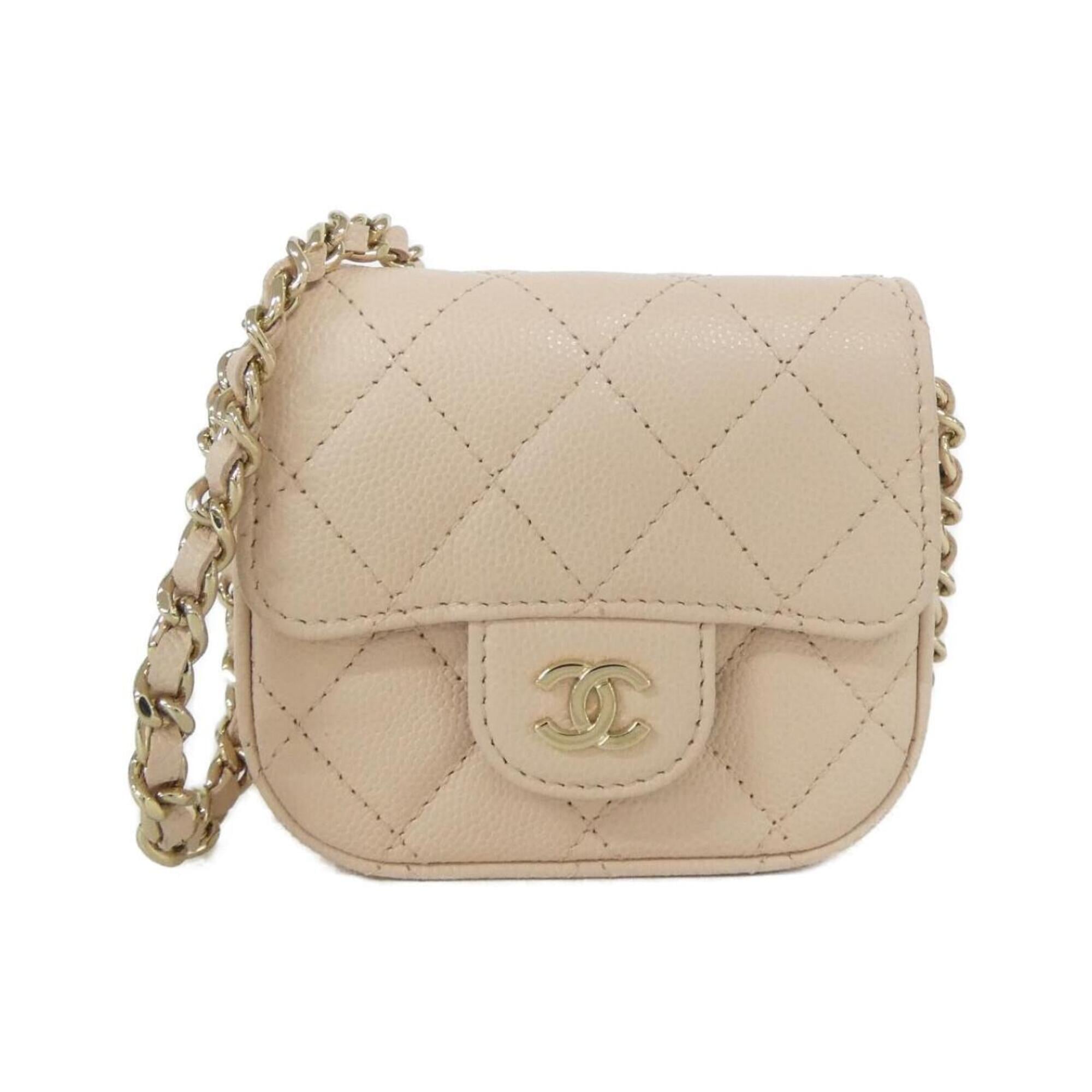 Chanel Beige Grained Calfskin Handbag Shoulder Bag (Pre-Owned)