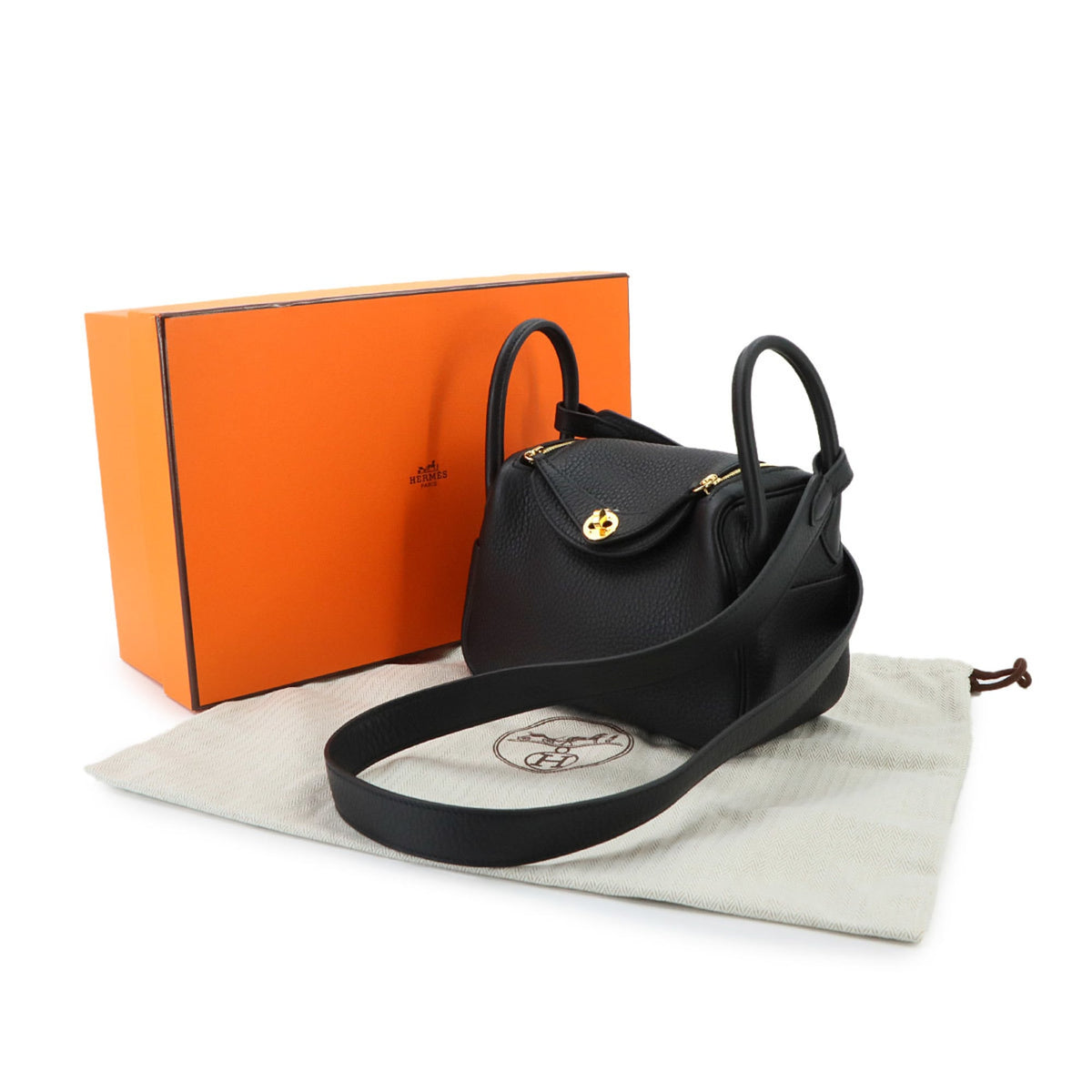 Hermes Black Taurillon Clemence Leather Handbag (Pre-Owned)