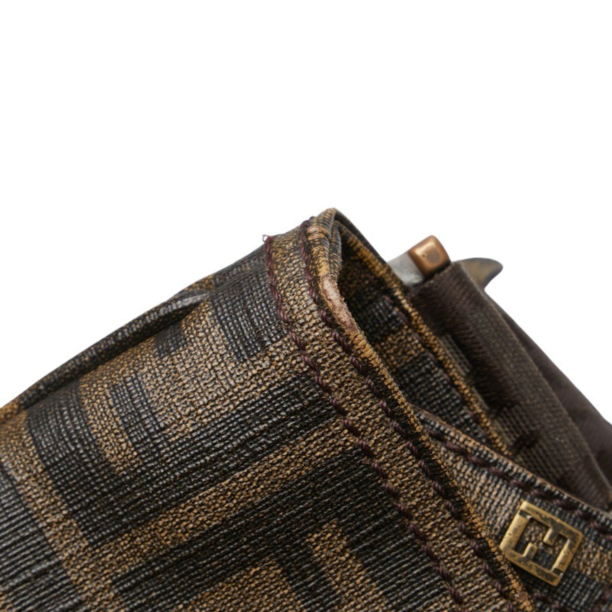 Fendi Zucca Khaki Brown Pvc Leather Shoulder Bag (Pre-Owned)